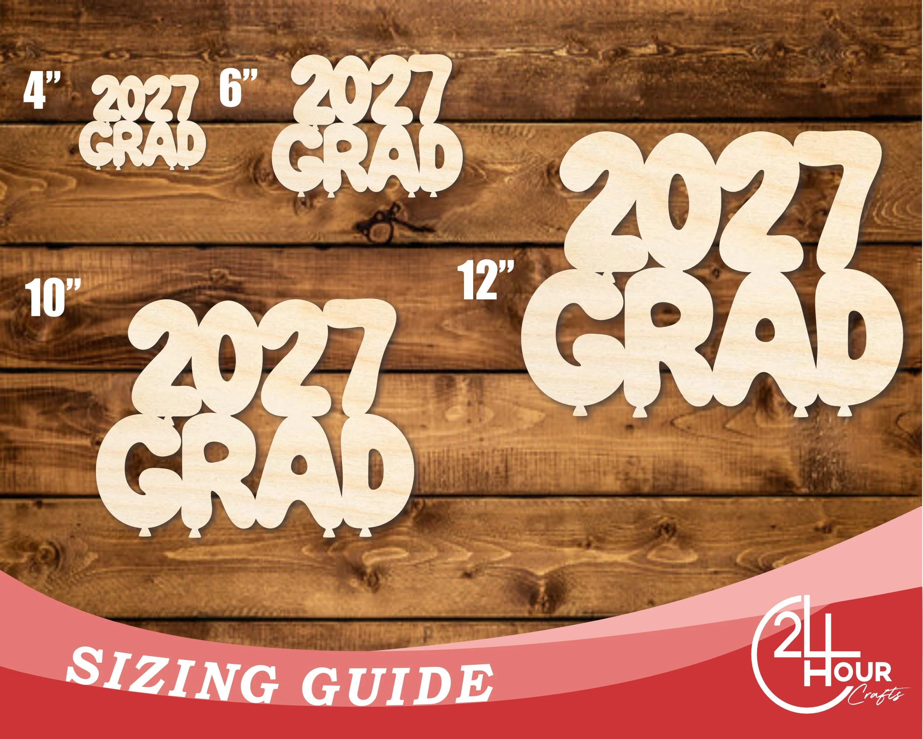 Unfinished Wood 2027 Grad Shape | DIY Craft Cutout | up to 46" DIY - Image 3
