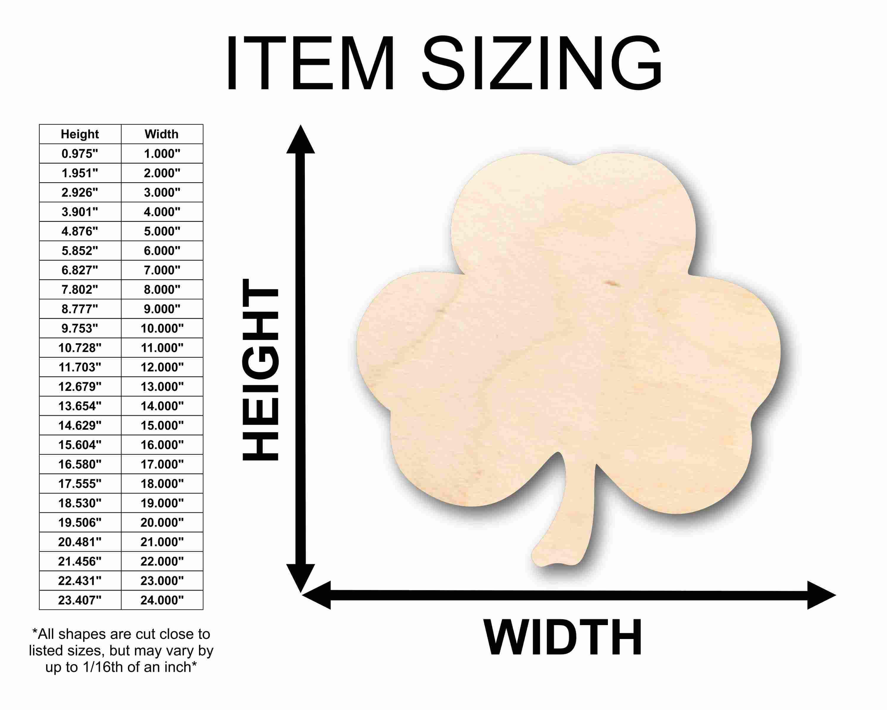 Unfinished Wood 3 Leaf Clover Silhouette - Craft- up to 46" DIY - Image 2