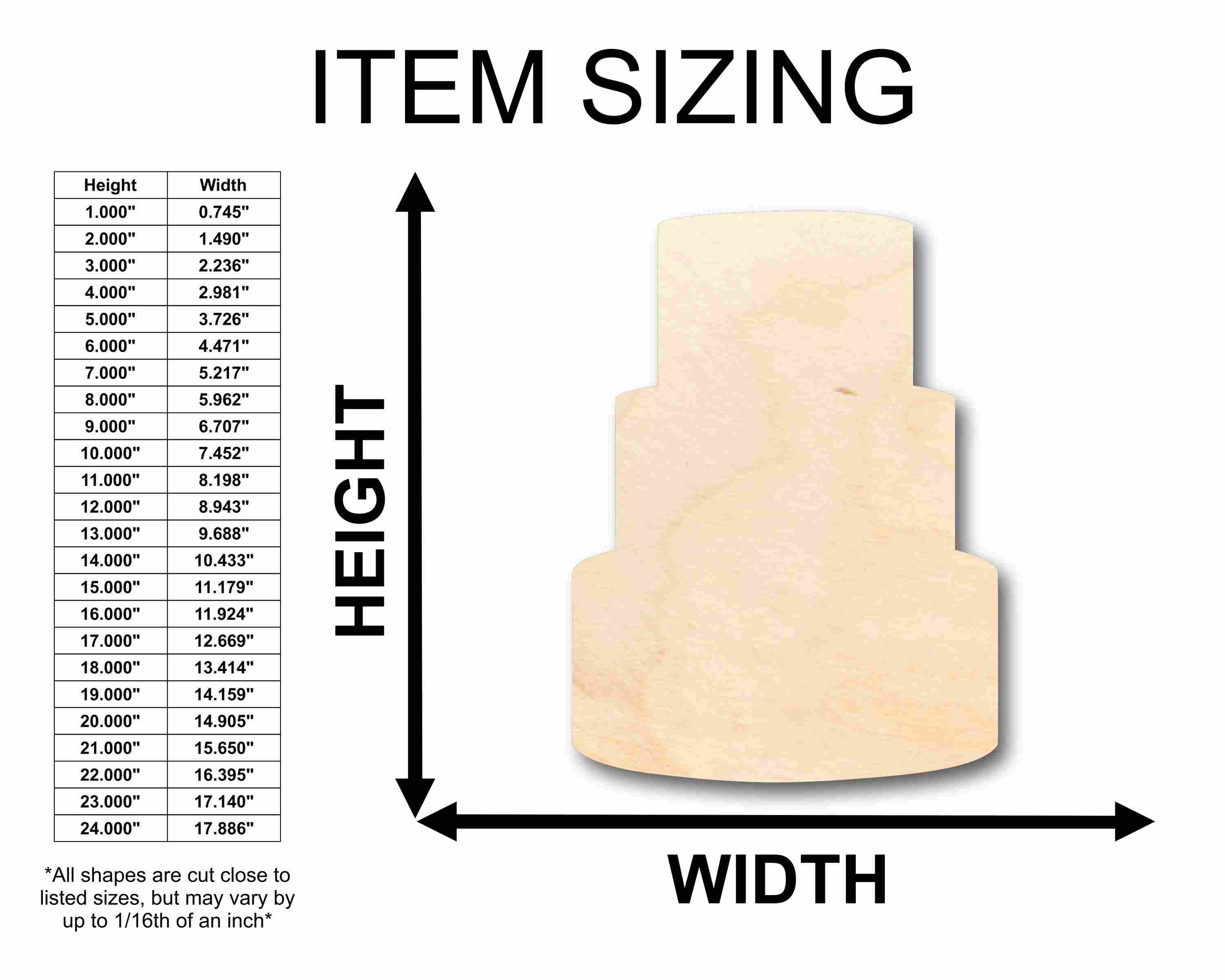 Unfinished Wood 3 Tier Cake Silhouette - Craft- up to 46" DIY - Image 2
