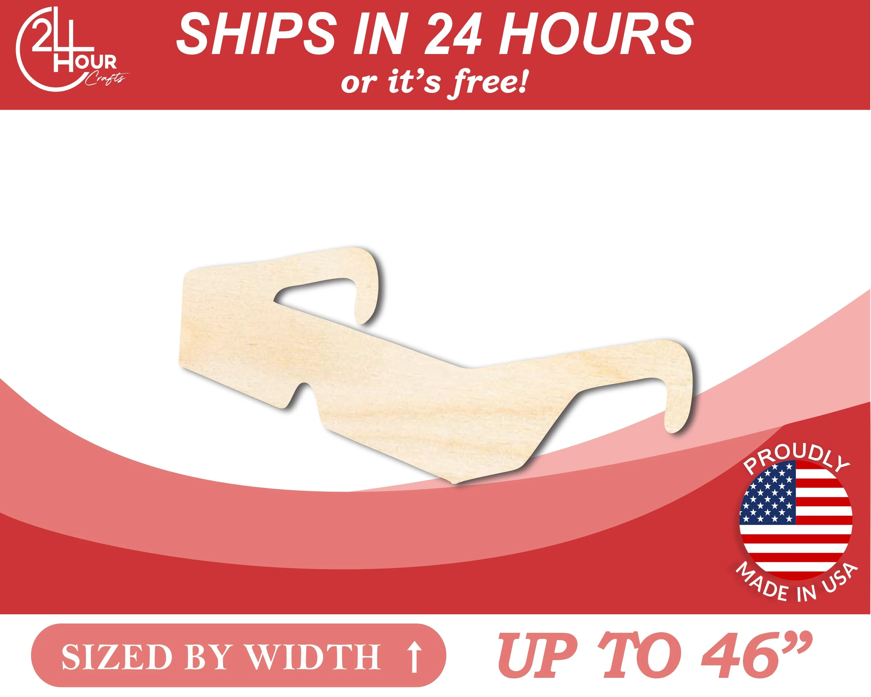 Unfinished Wood 3D Glasses Shape | DIY Craft Cutout | up to 46" DIY - Image 3