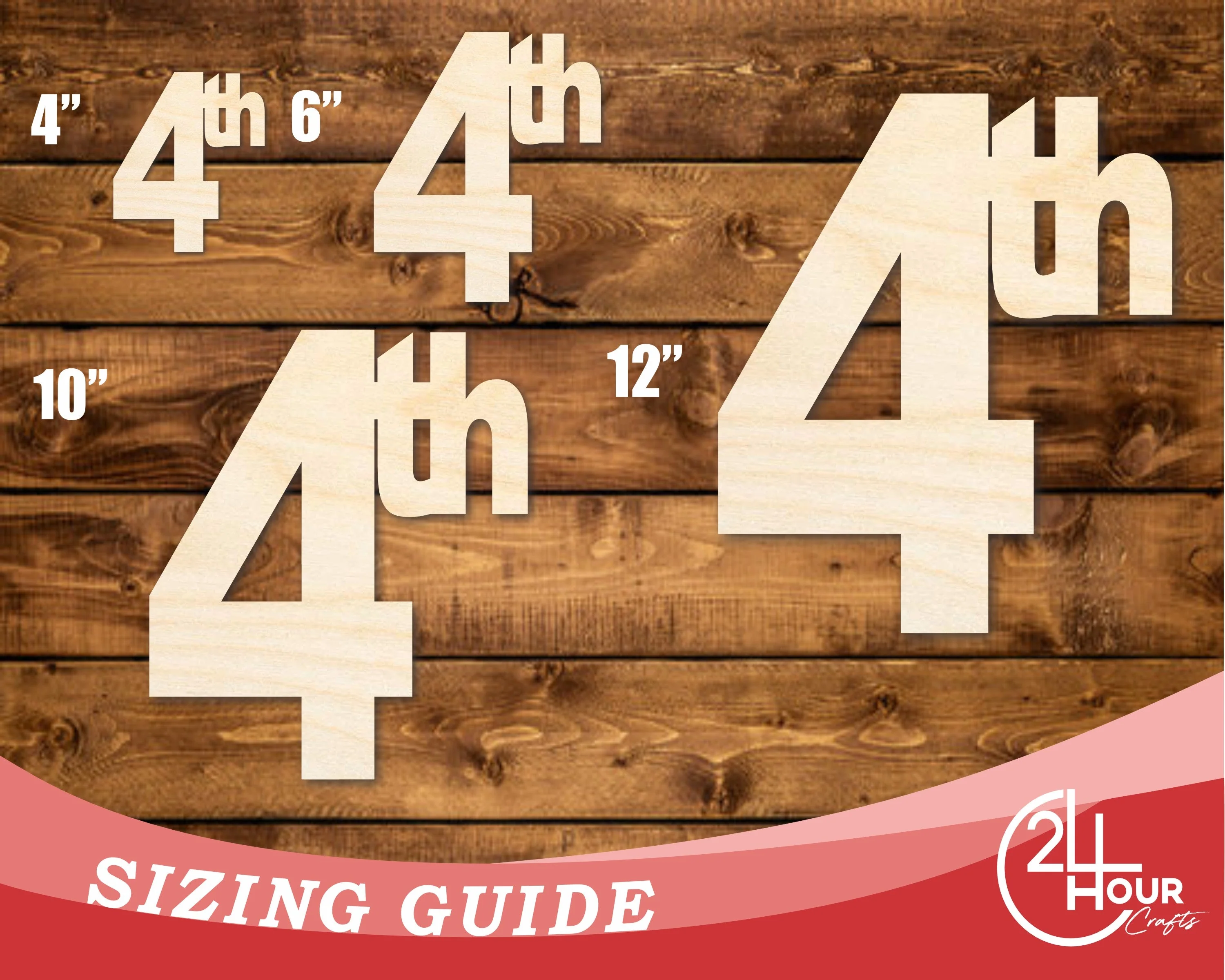 Unfinished Wood 4th Cutout | DIY Craft Cutout | up to 46" DIY - Image 3