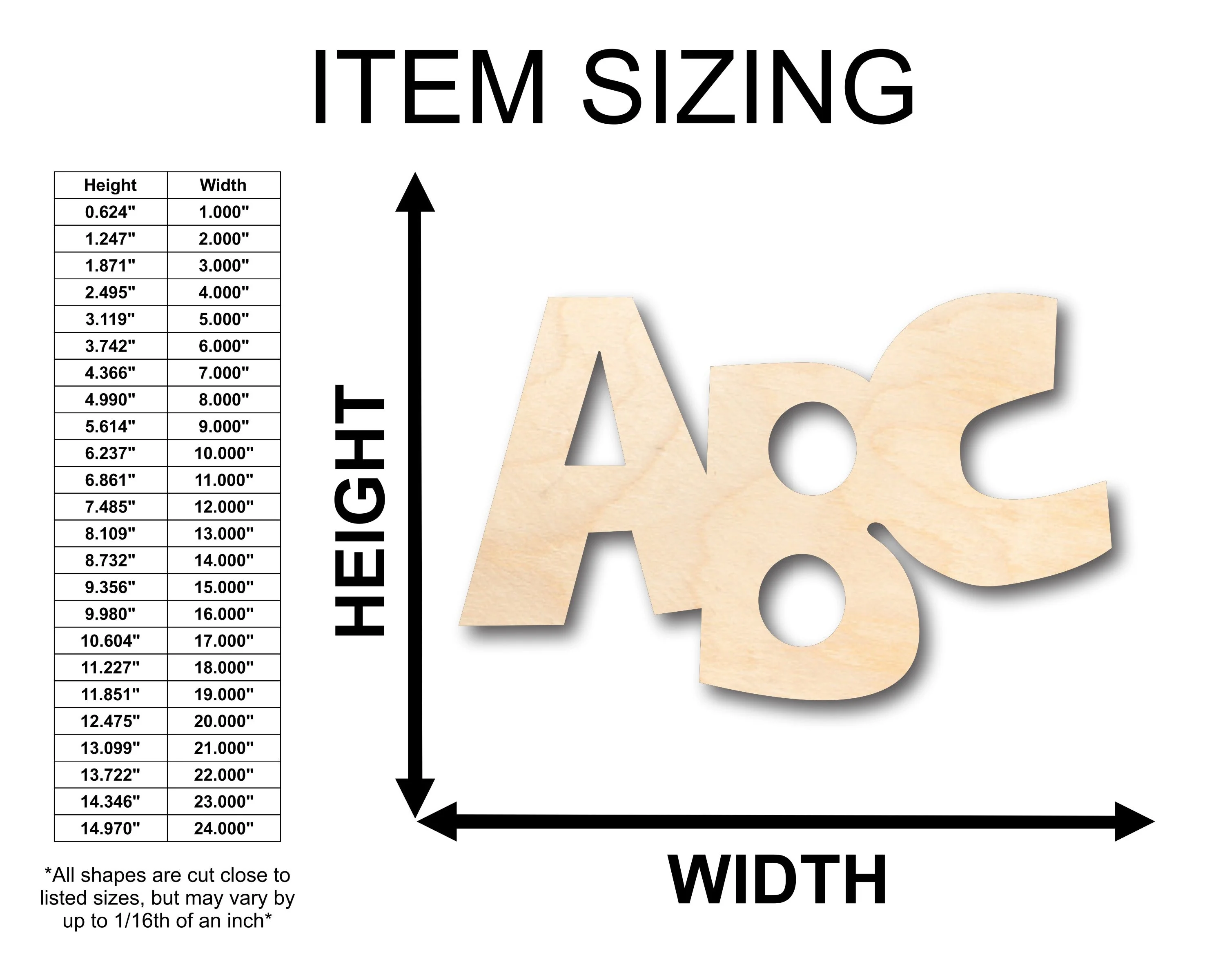 Unfinished Wood ABC Shape - Alphabet - Craft - up to 46" DIY - Image 2
