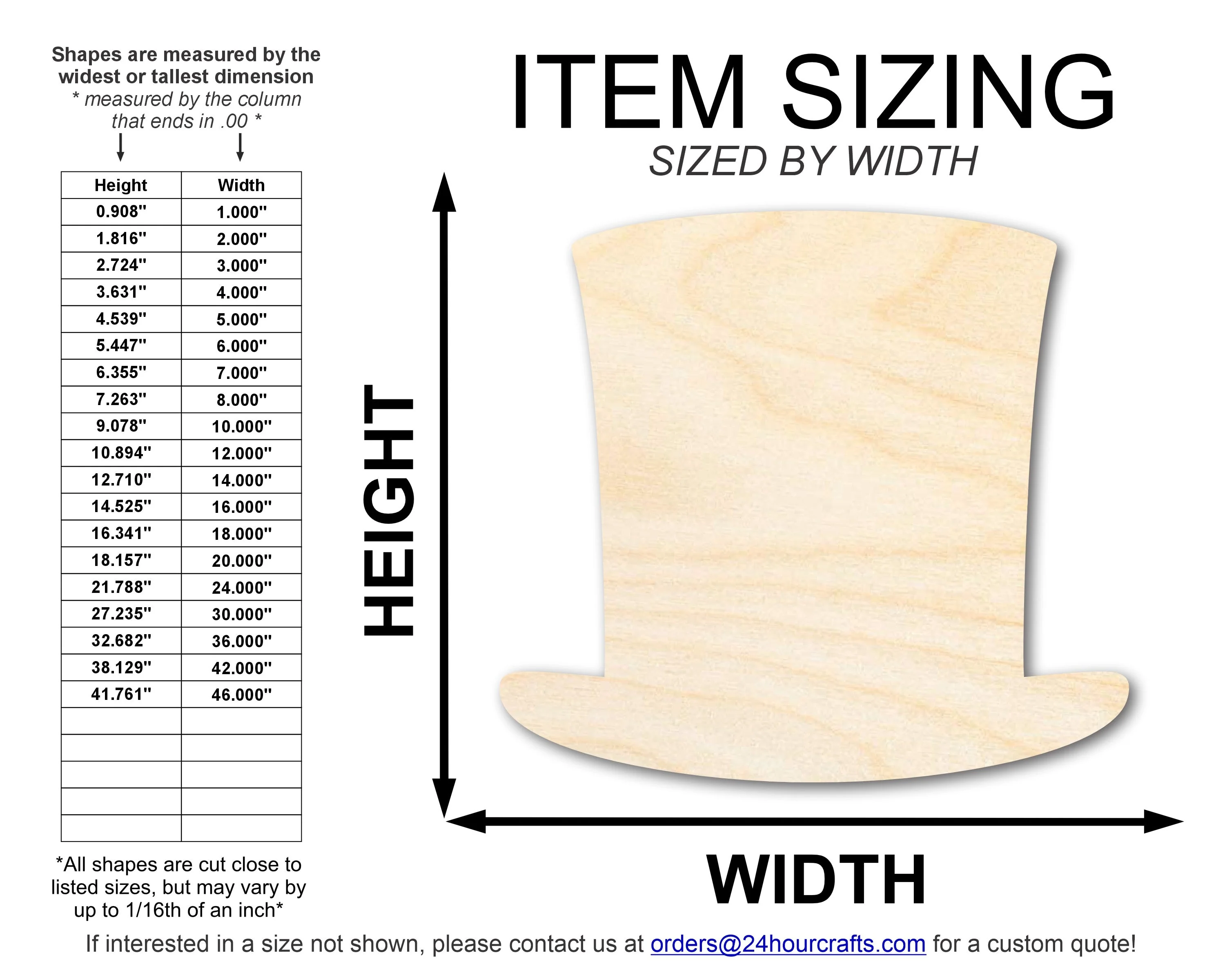 Unfinished Wood Abraham Lincoln Hat Silhouette | Craft Cutout | Up to 36" DIY - Image 2