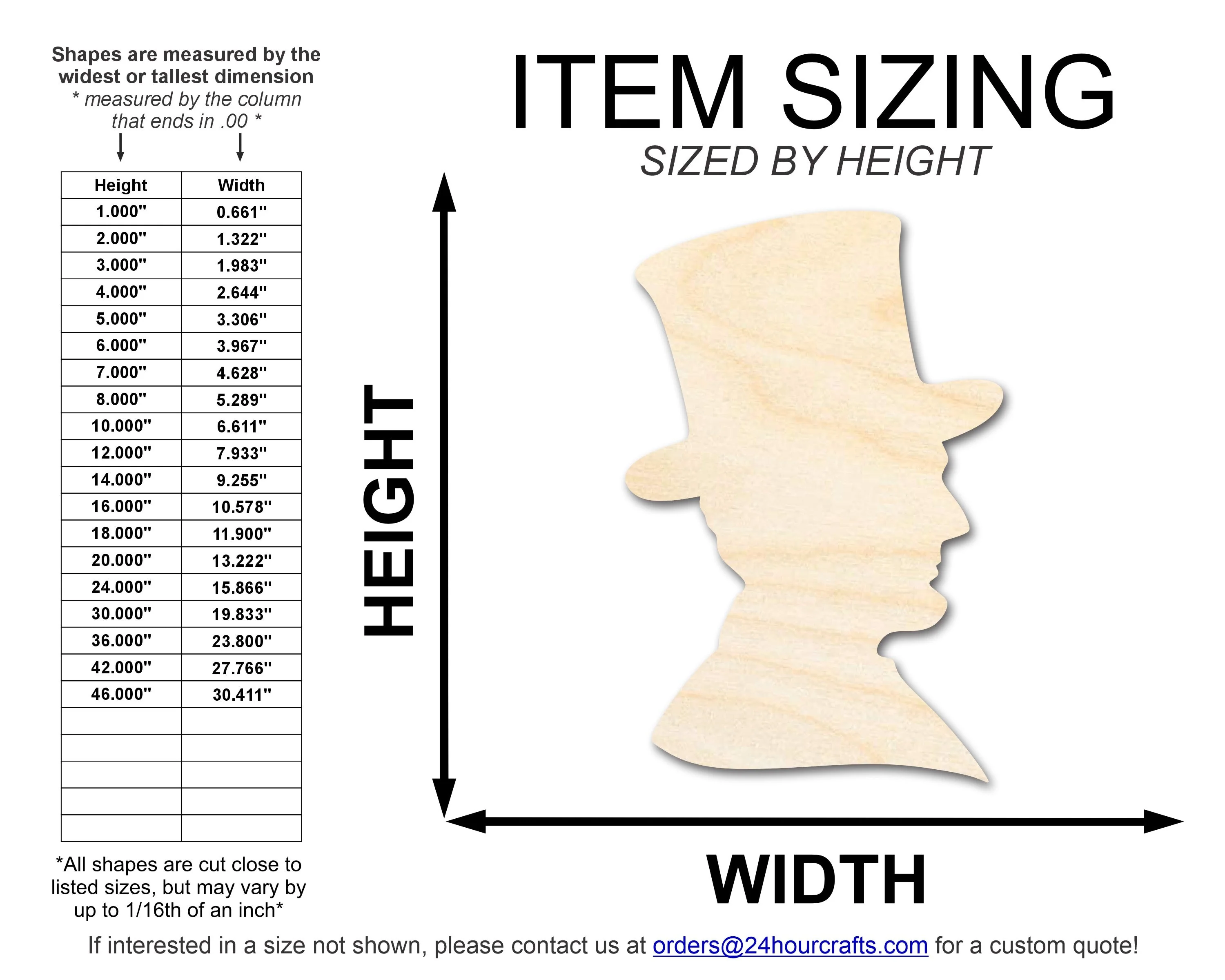 Unfinished Wood Abraham Lincoln Silhouette | DIY American History Craft Cutout | Up to 36" - Image 2