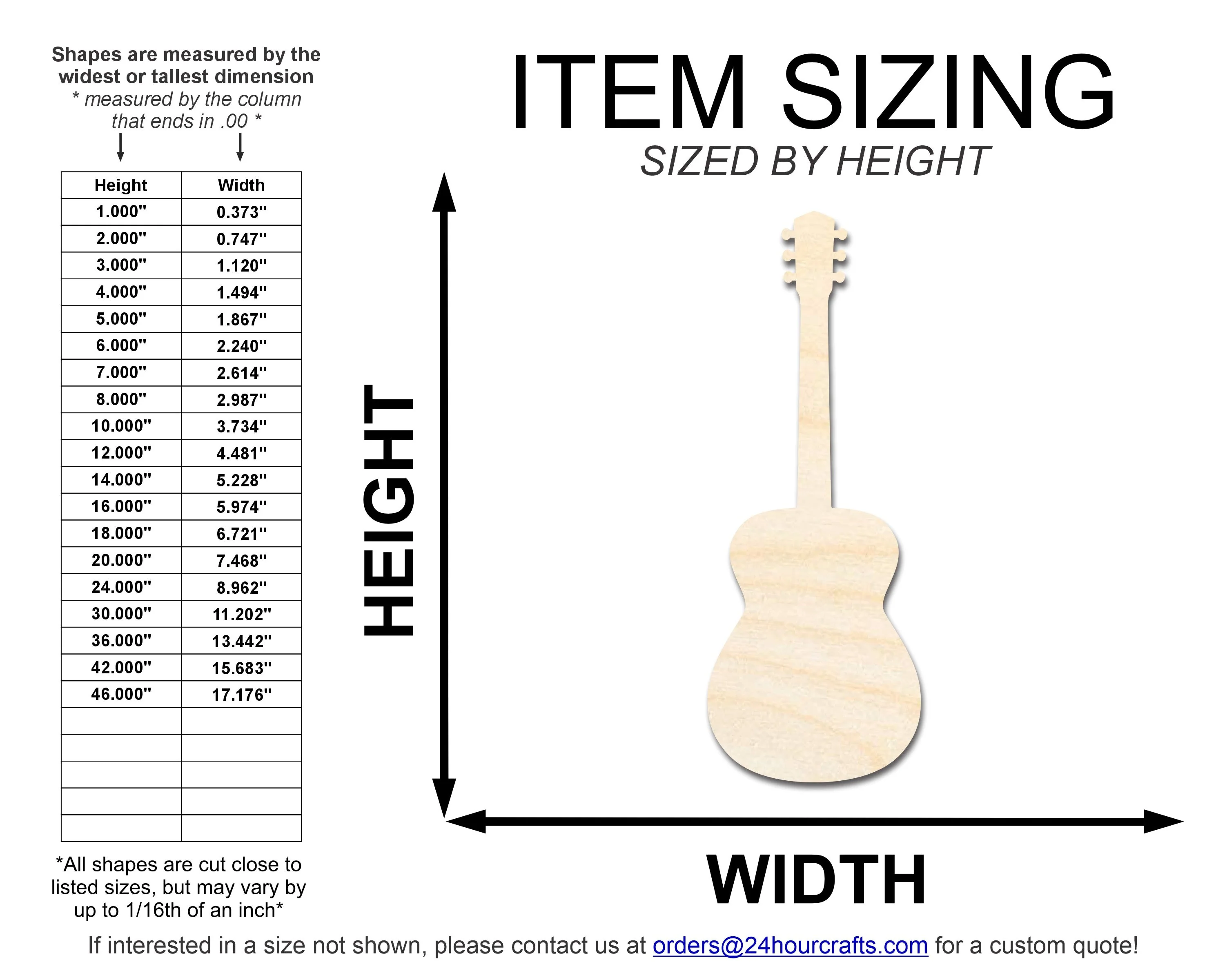 Unfinished Wood Acoustic Guitar | DIY Music Craft Cutout | up to 46" - Image 2