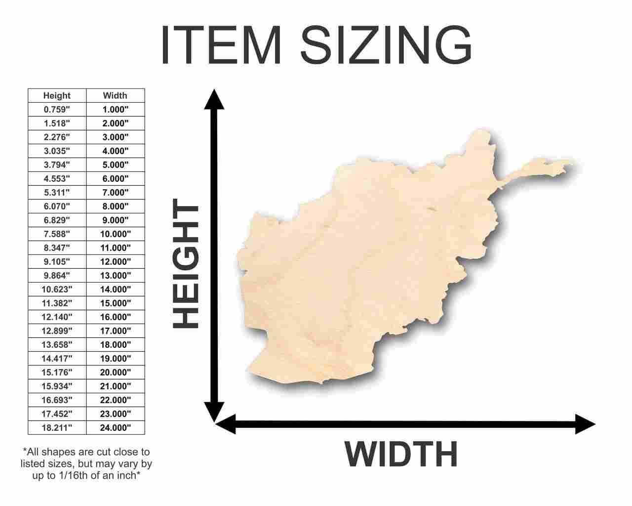 Unfinished Wood Afghanistan Shape - Country - Craft - up to 46" DIY - Image 2