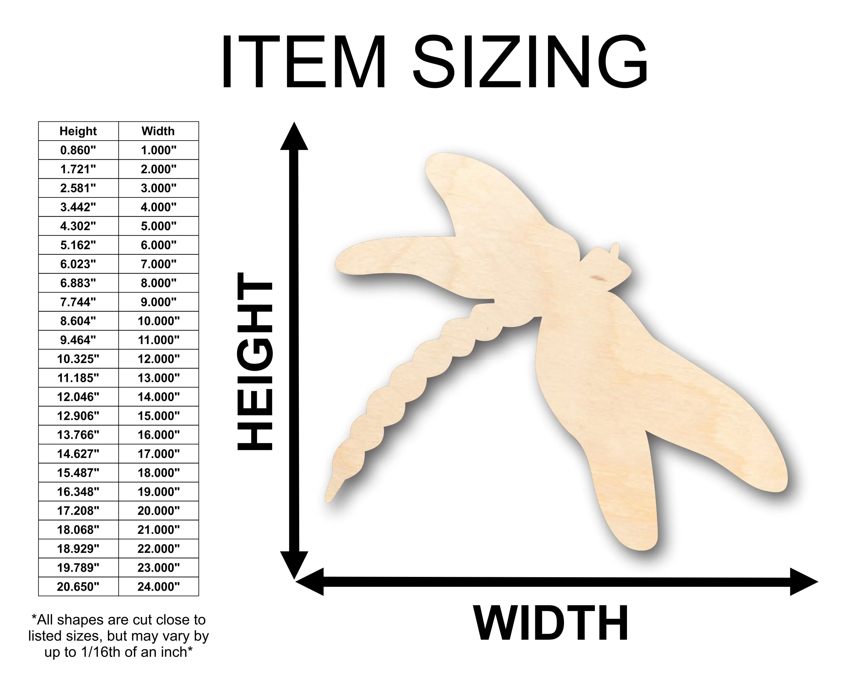 Unfinished Wood African Dragon Fly Shape - Craft - up to 46" DIY - Image 2