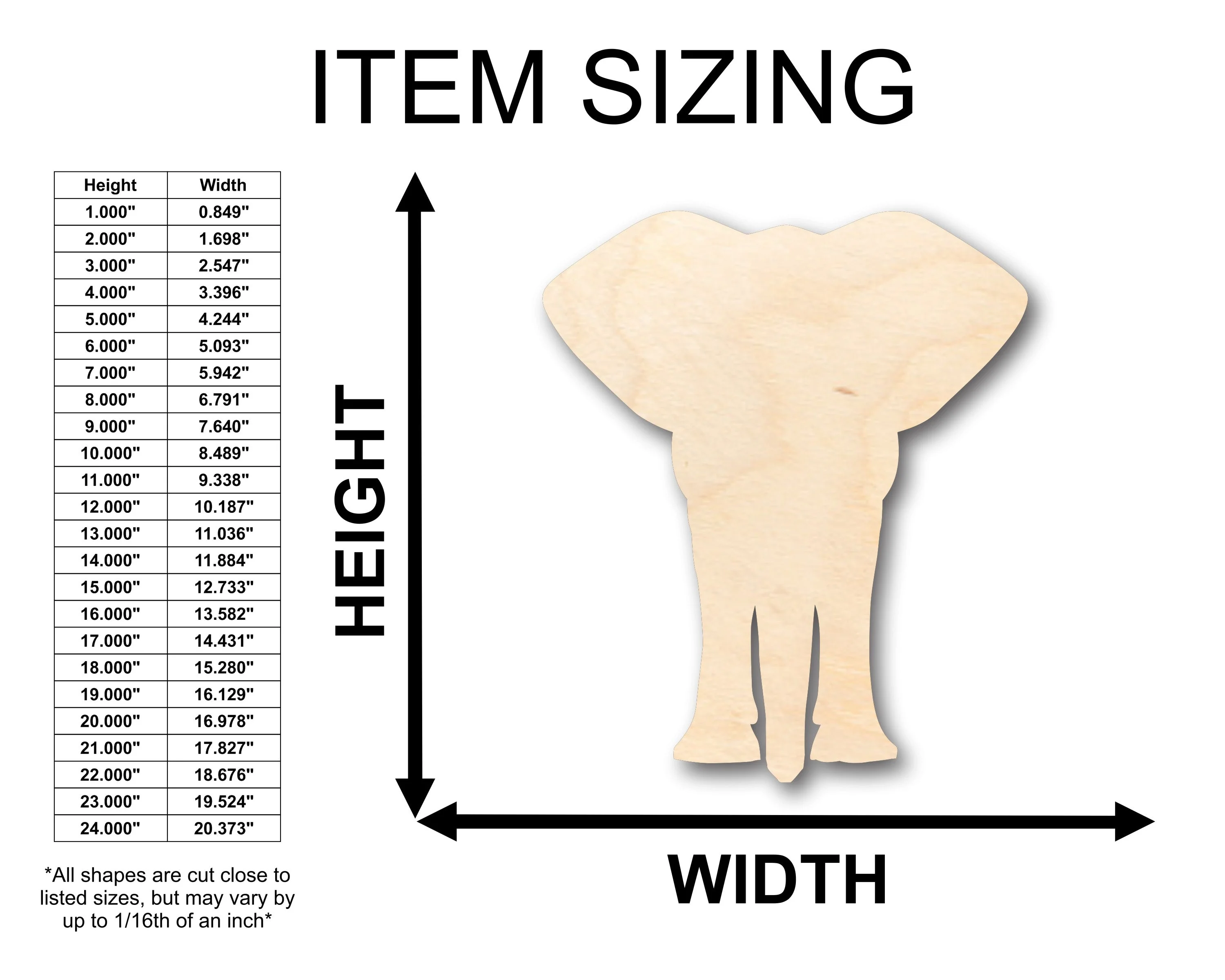 Unfinished Wood African Wildlife Elephant Shape - Craft - up to 46" DIY - Image 2