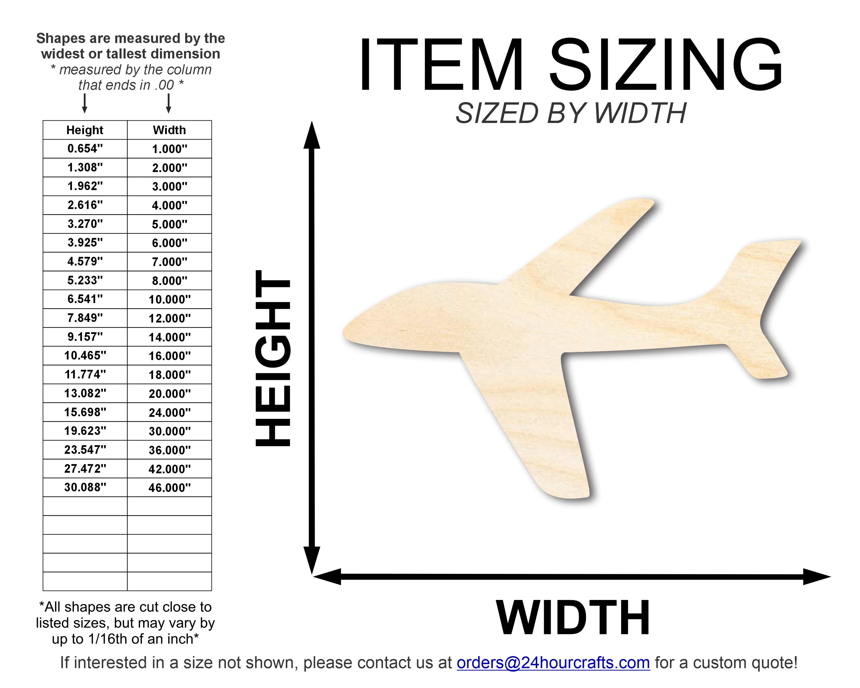 Unfinished Wood Airplane Shape | Craft Cutout | Up to 36" - Image 2
