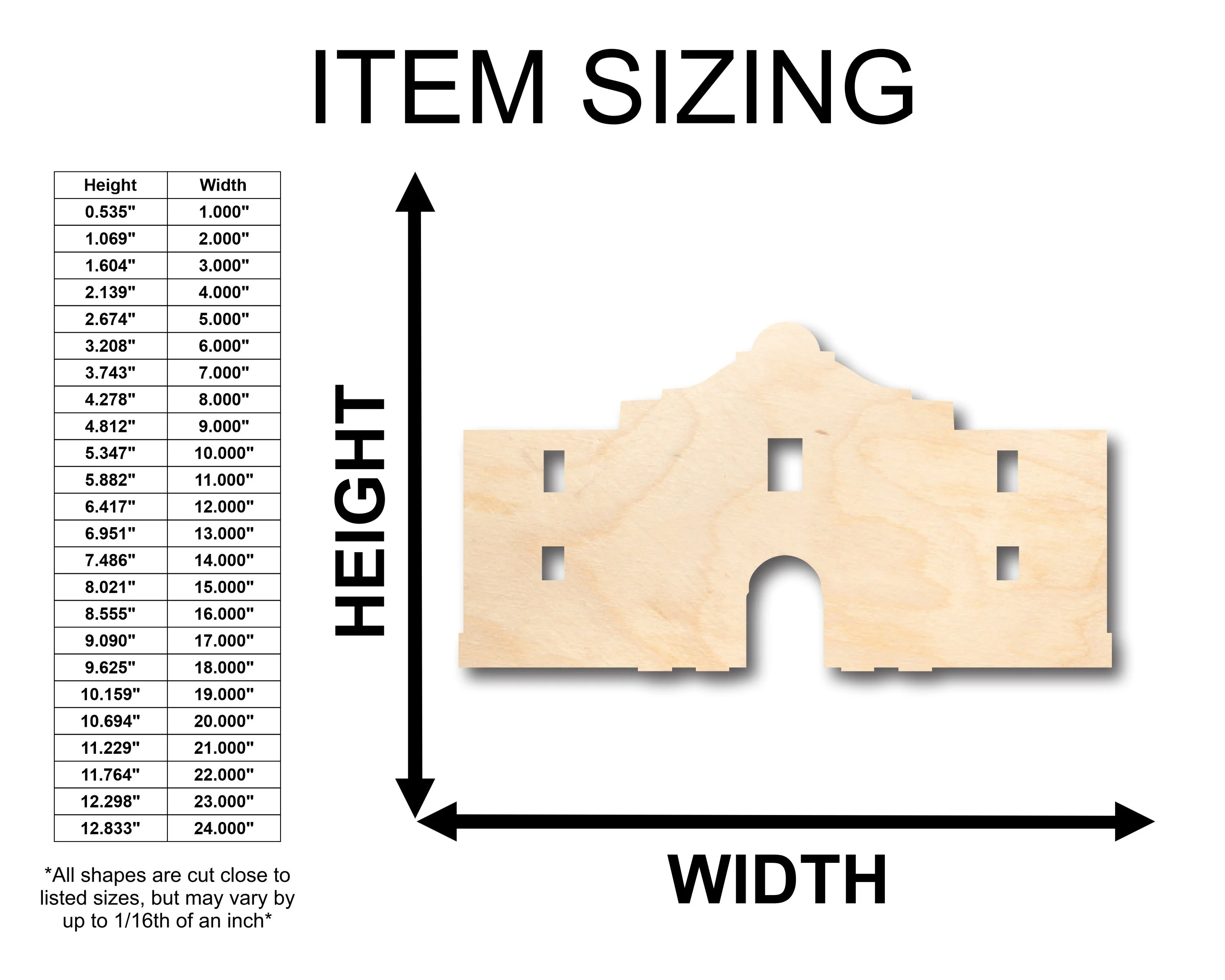 Unfinished Wood Alamo Shape - Texas - Craft - up to 46" DIY - Image 2