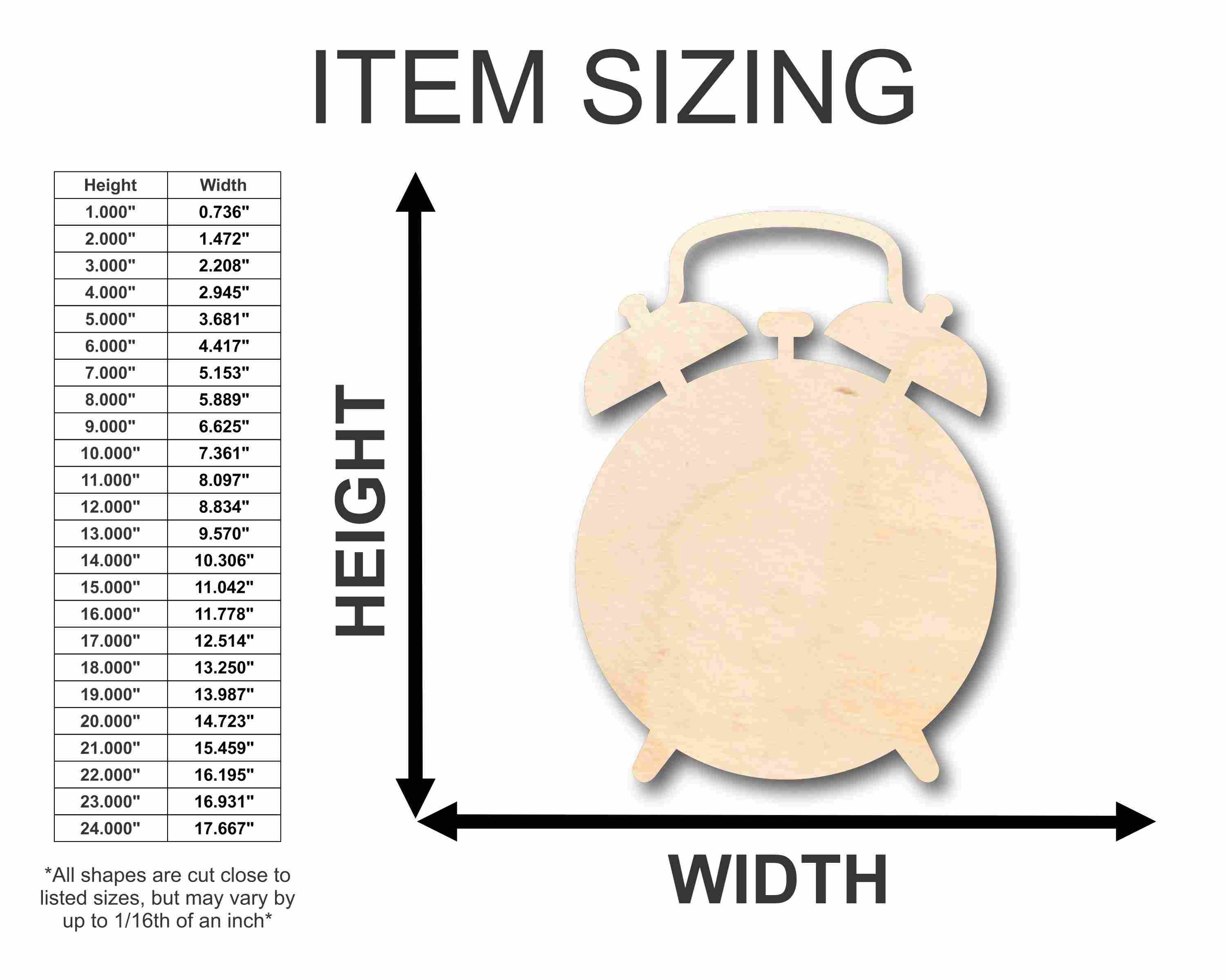 Unfinished Wood Alarm Clock Silhouette - Craft- up to 46" DIY - Image 2