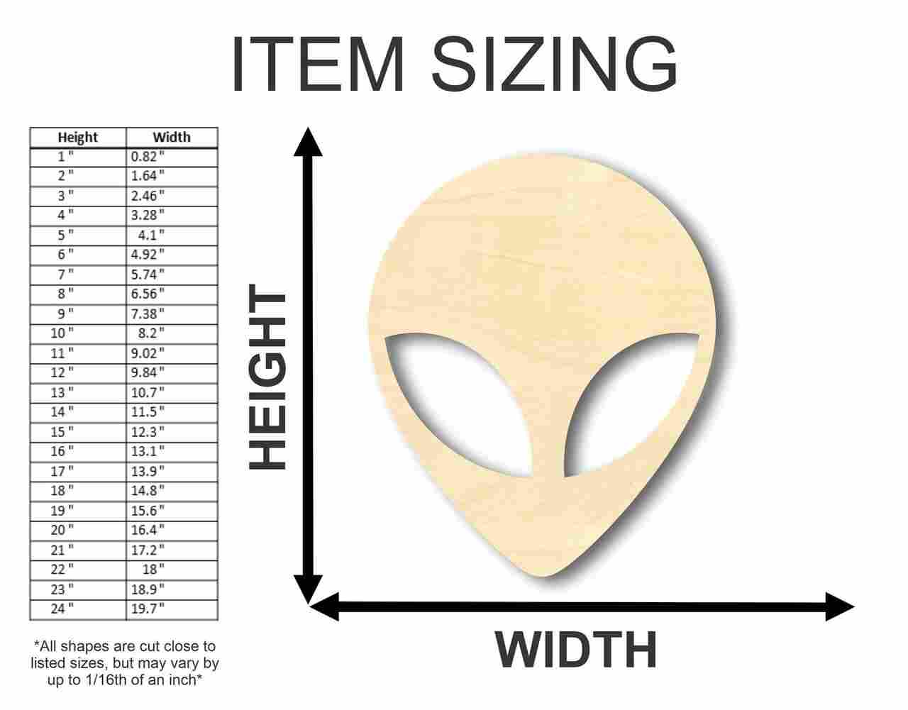 Unfinished Wood Alien Head - Outer Space - Craft - up to 46" DIY - Image 2