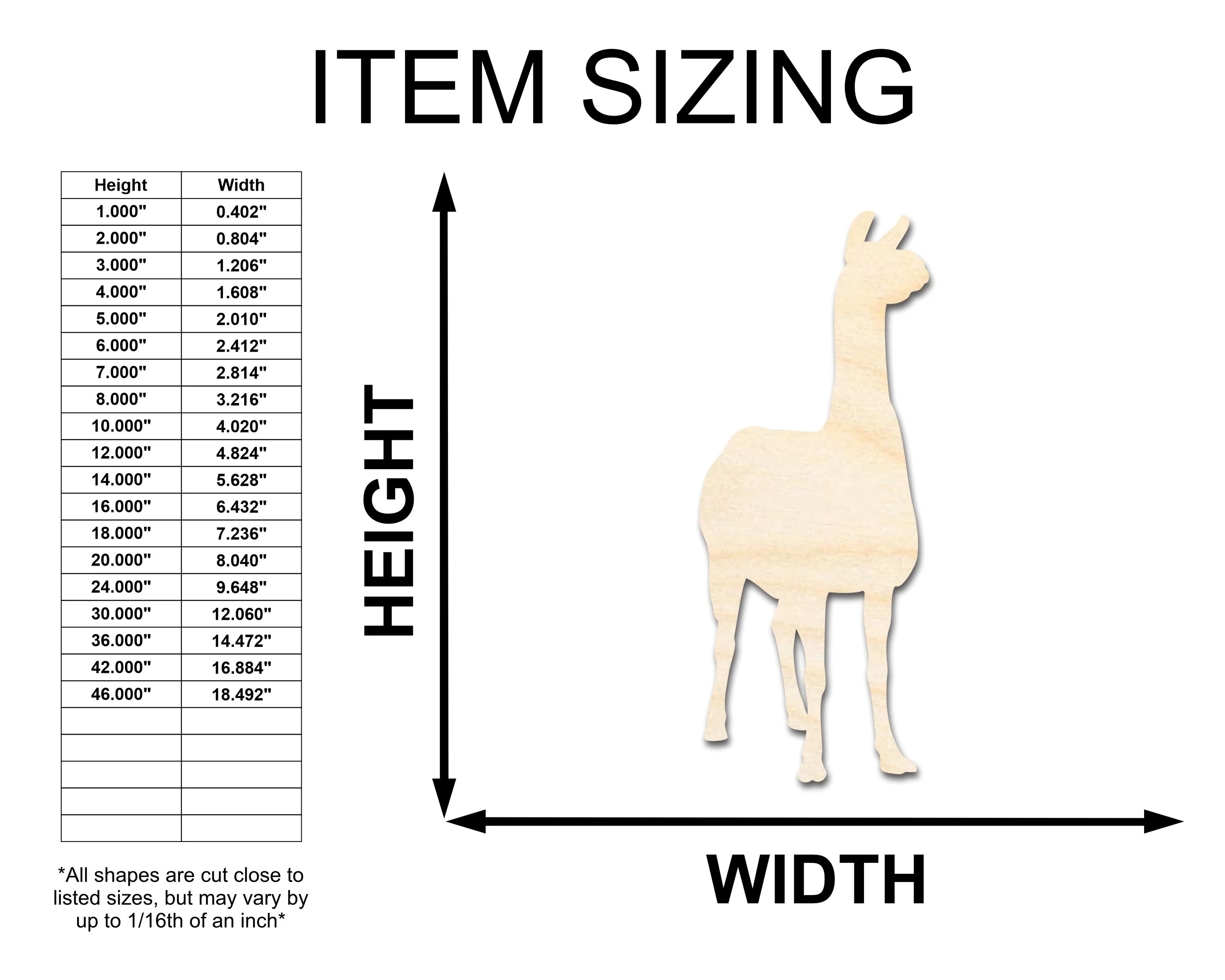 Unfinished Wood Alpaca Shape - Craft - up to 46" DIY - Image 2