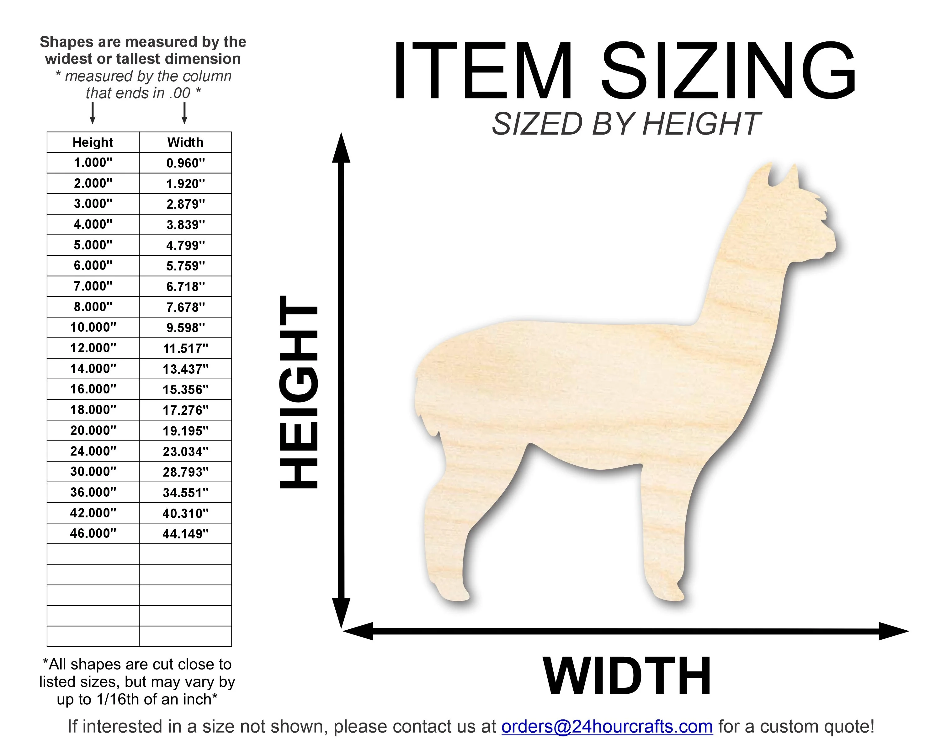 Unfinished Wood Alpaca Shape | DIY Animal Craft Cutout | Up to 36" - Image 2