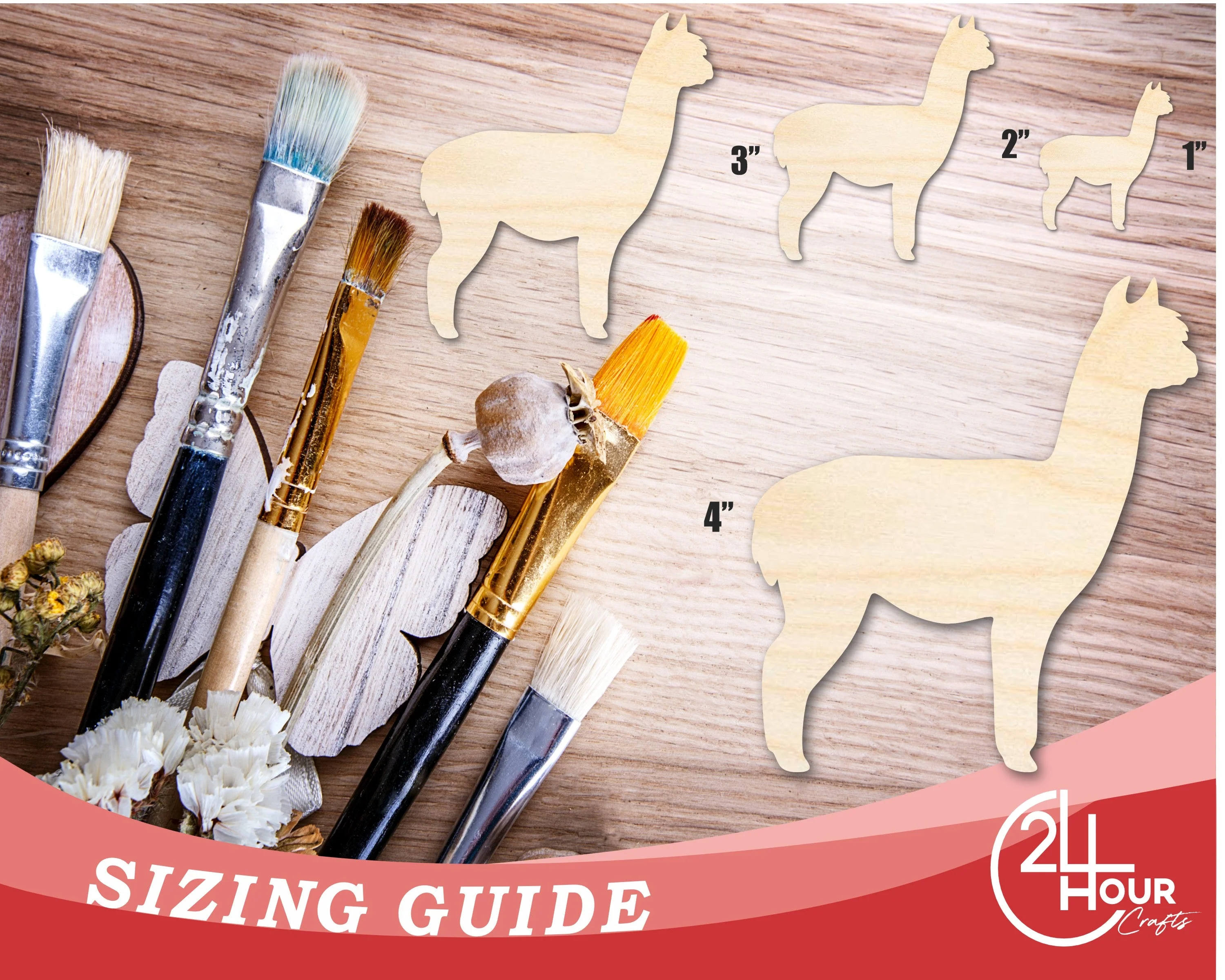 Unfinished Wood Alpaca Shape | DIY Animal Craft Cutout | Up to 36" - Image 3