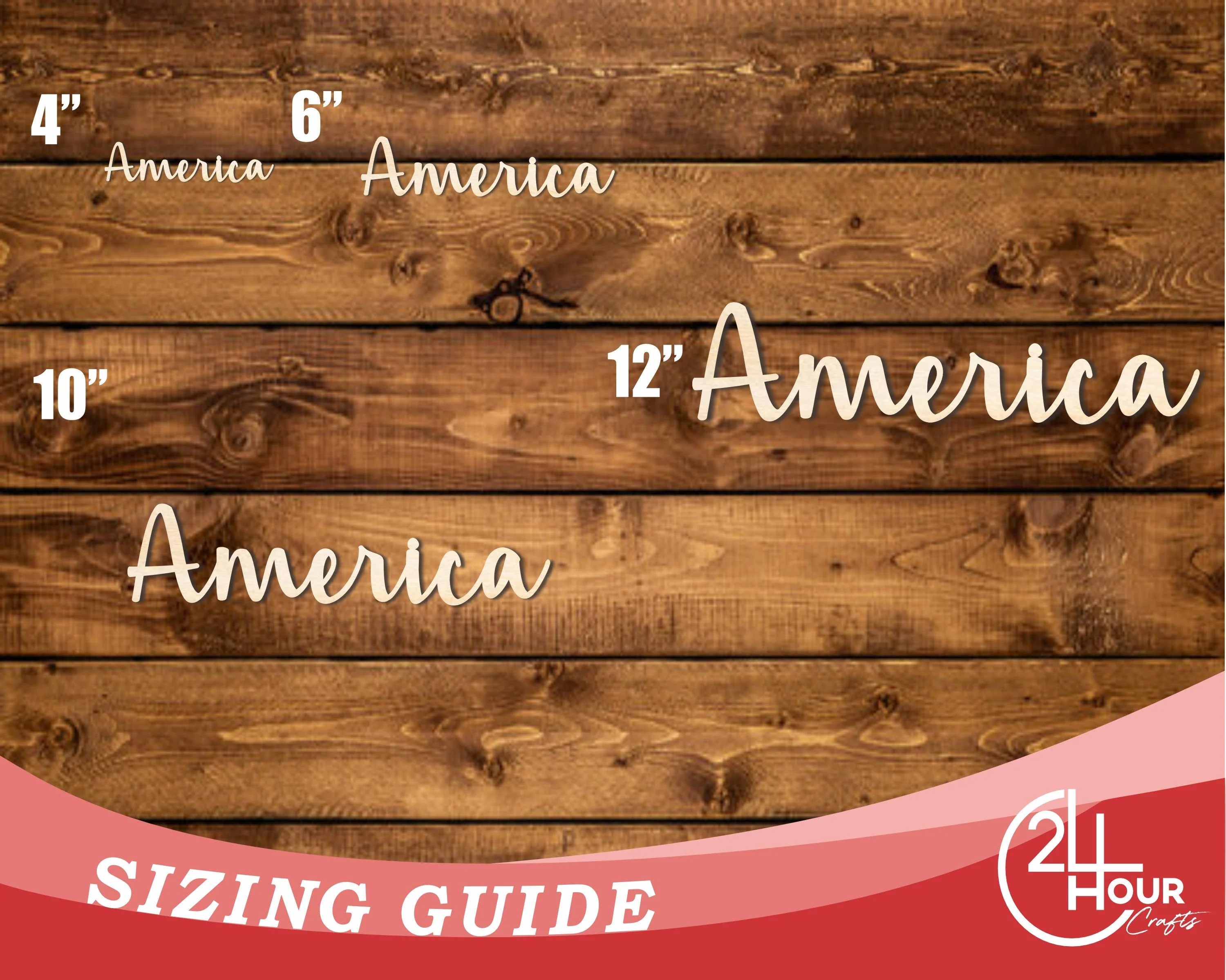 Unfinished Wood America Script | DIY Craft Cutout | up to 46" DIY - Image 3