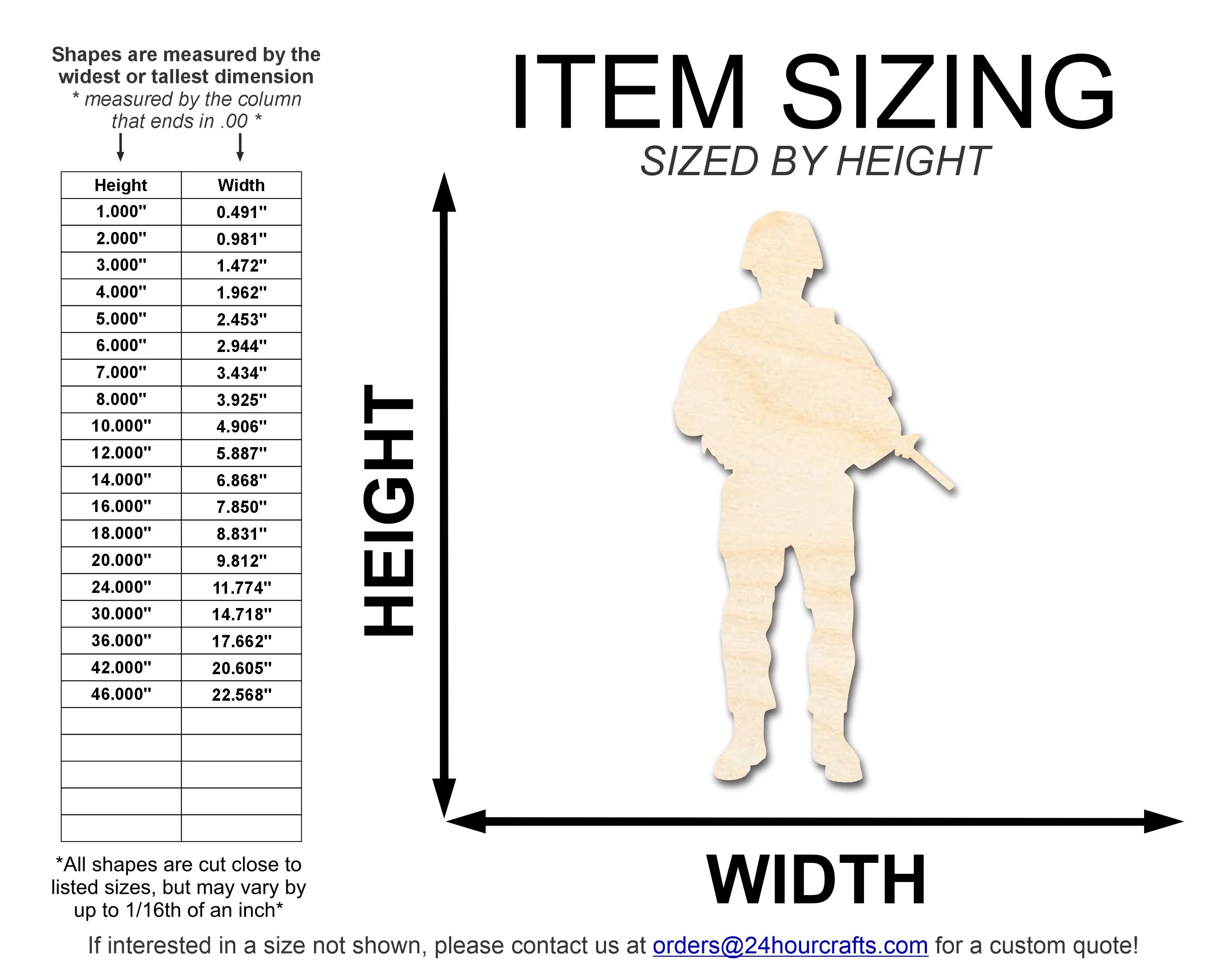 Unfinished Wood American Soldier Shape | DIY Craft Cutout | up to 46" DIY - Image 2