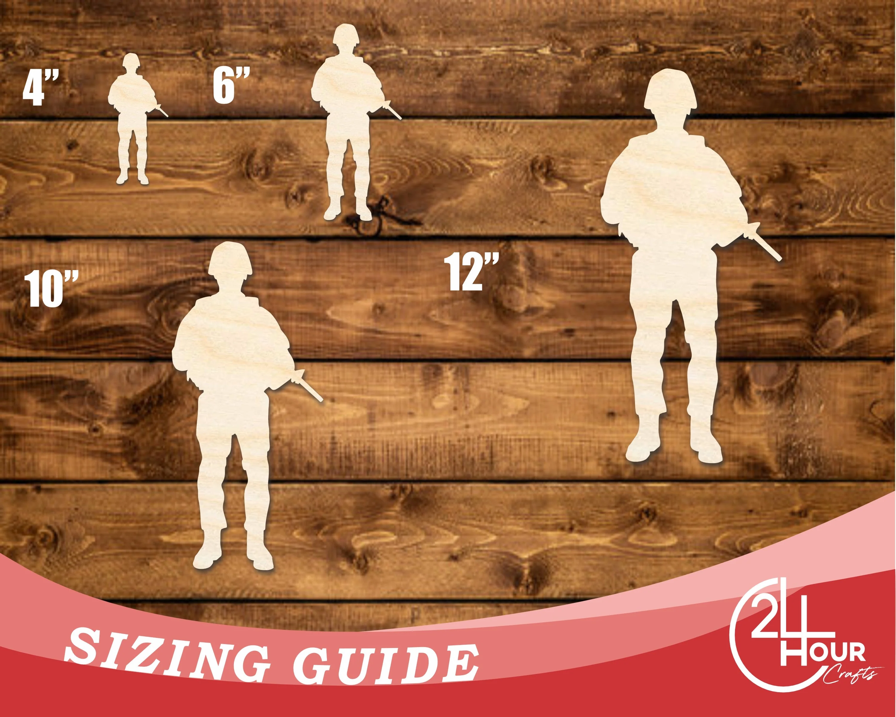 Unfinished Wood American Soldier Shape | DIY Craft Cutout | up to 46" DIY - Image 3