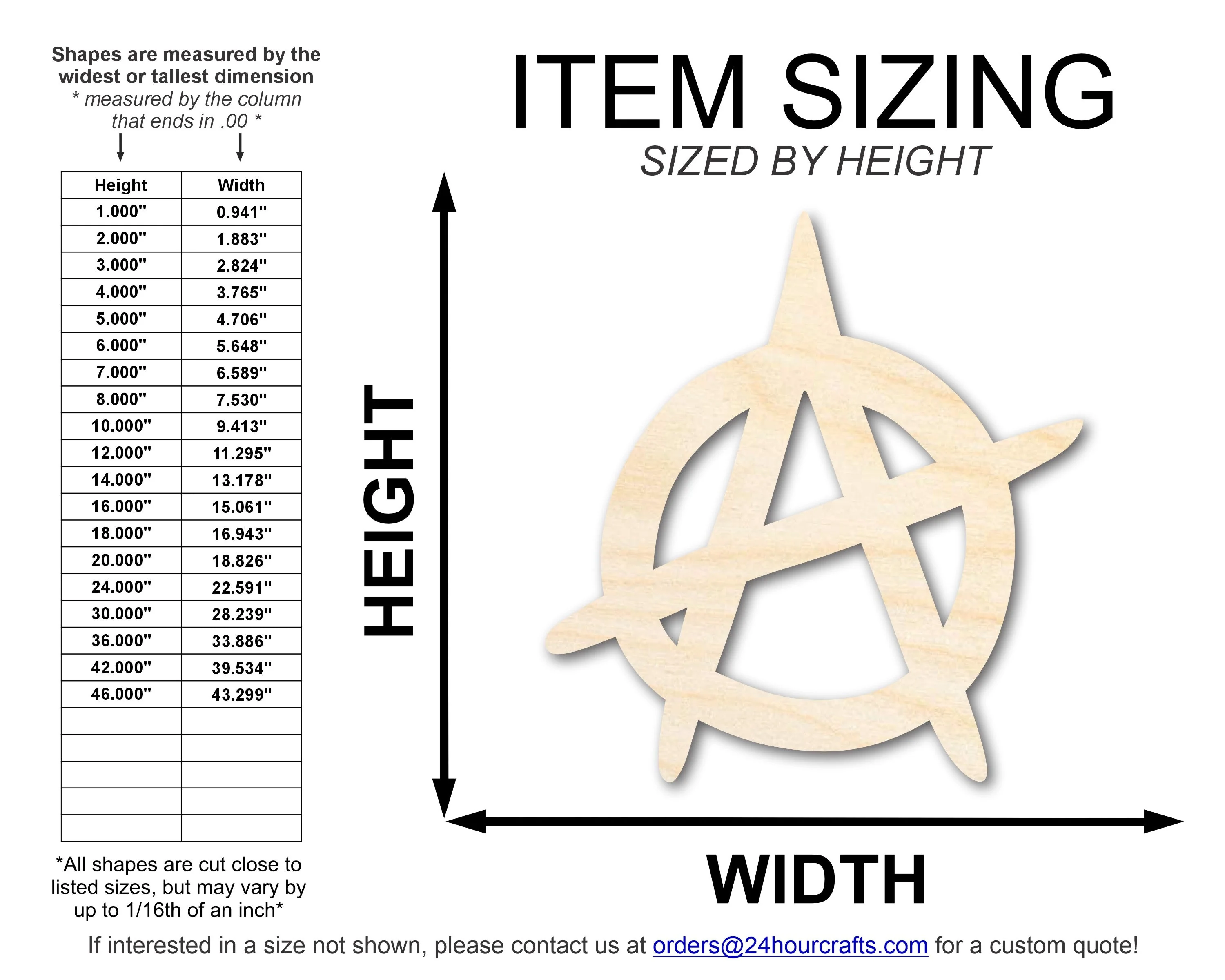 Unfinished Wood Anarchy Symbol | DIY Craft Cutout | Up to 36" - Image 2