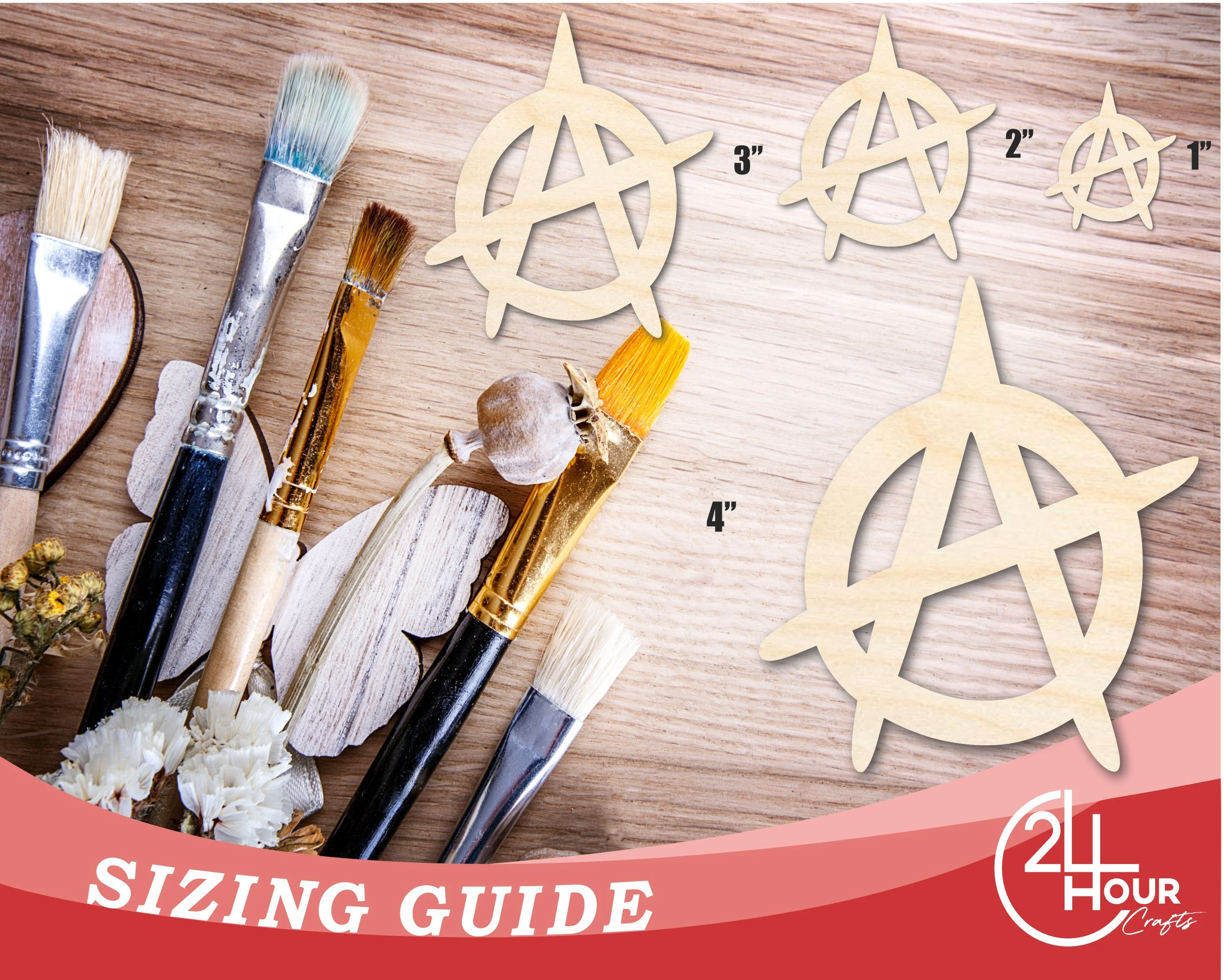 Unfinished Wood Anarchy Symbol | DIY Craft Cutout | Up to 36" - Image 3
