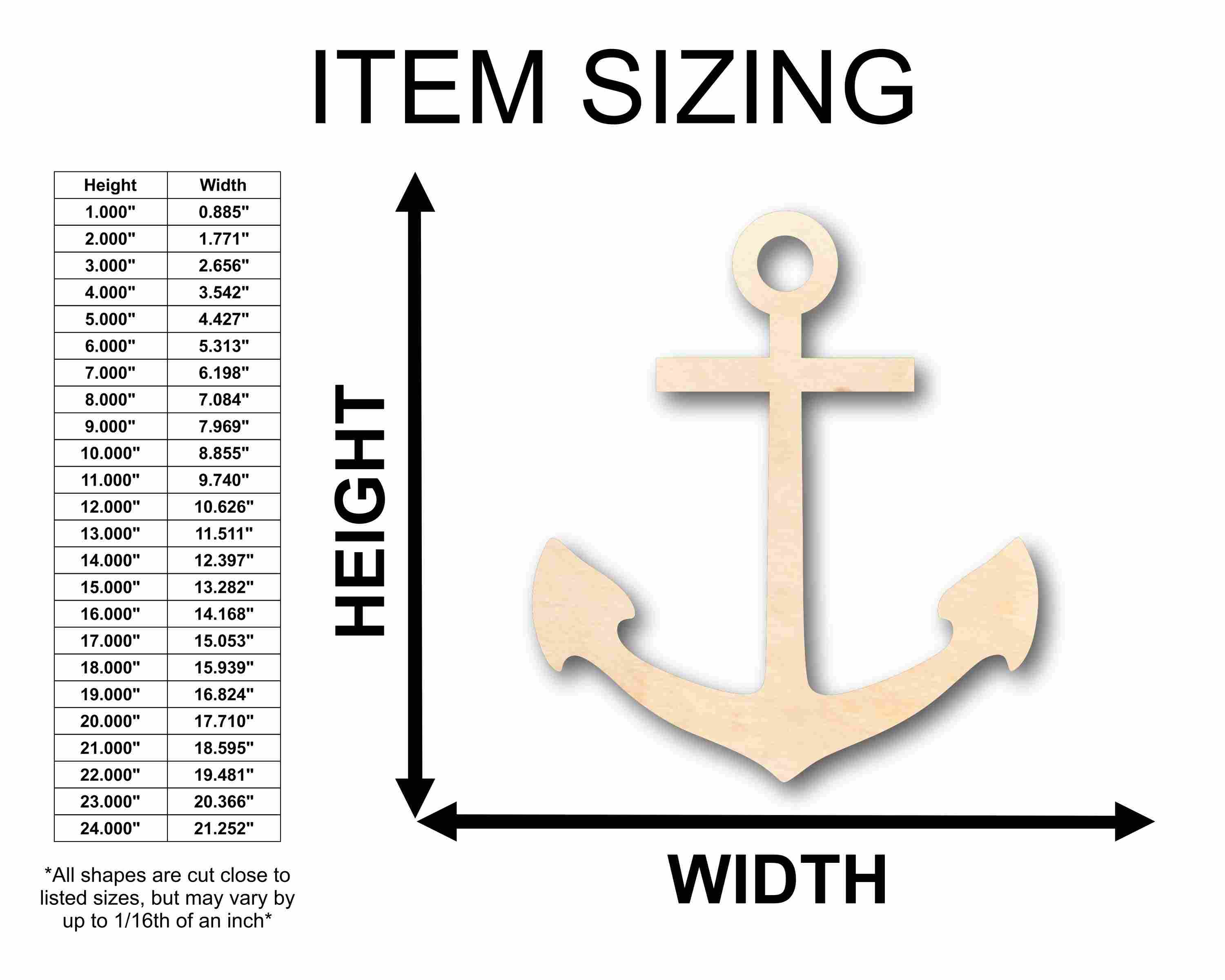 Unfinished Wood Anchor Silhouette - Craft- up to 46" DIY - Image 2