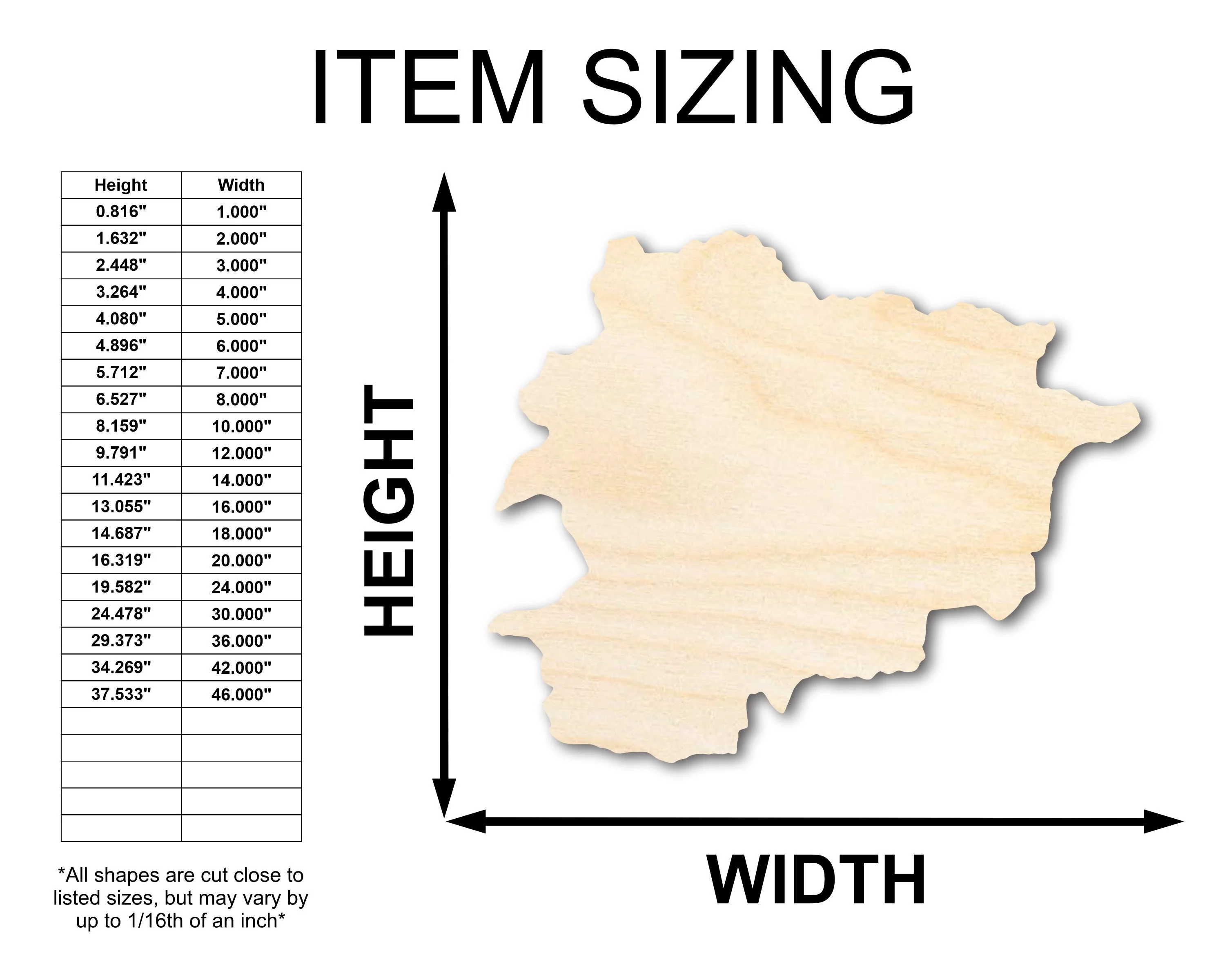 Unfinished Wood Andorra Shape - Country - Craft - up to 46" DIY - Image 3