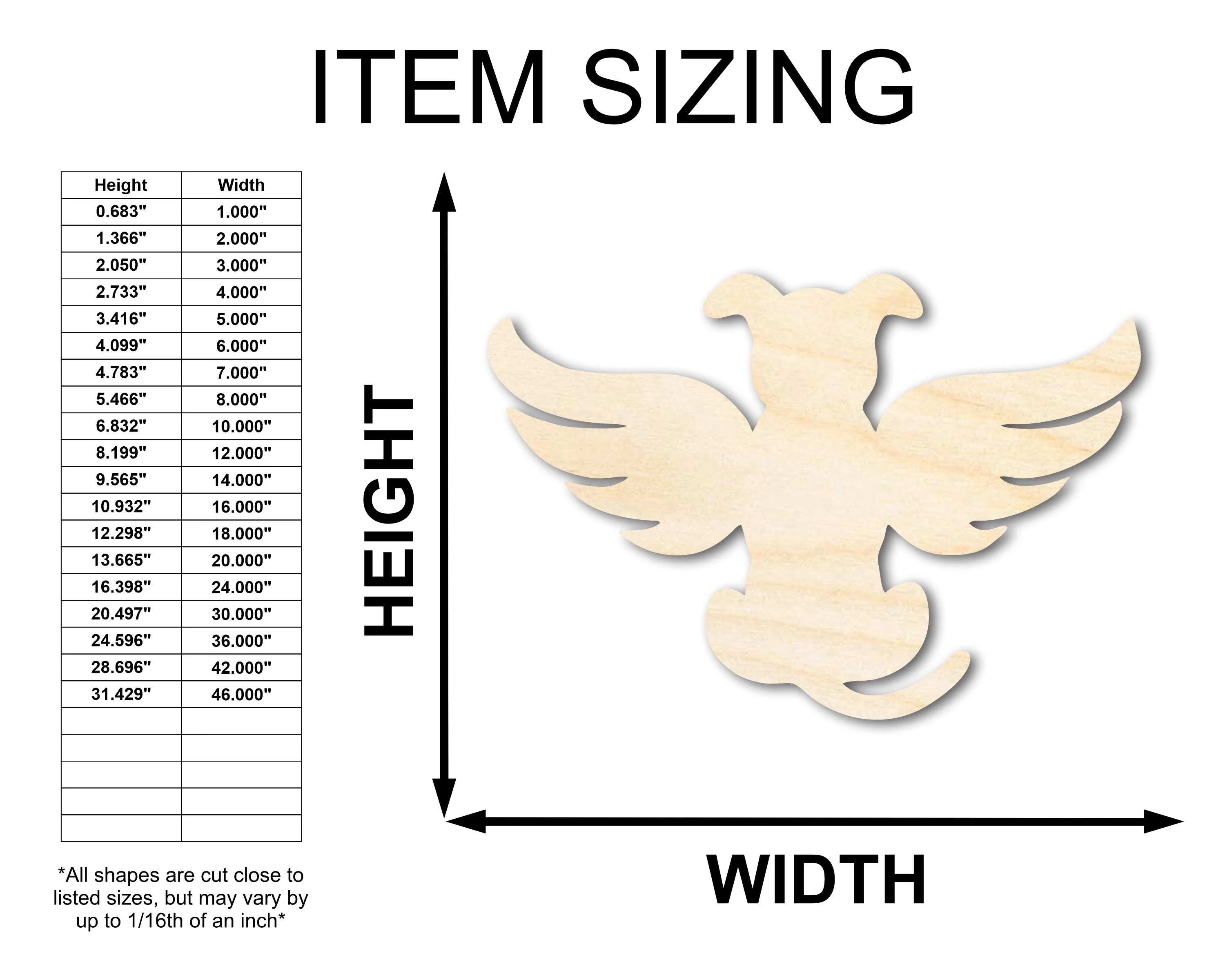 Unfinished Wood Angel Dog Shape - Pet Craft - up to 46" - Image 2
