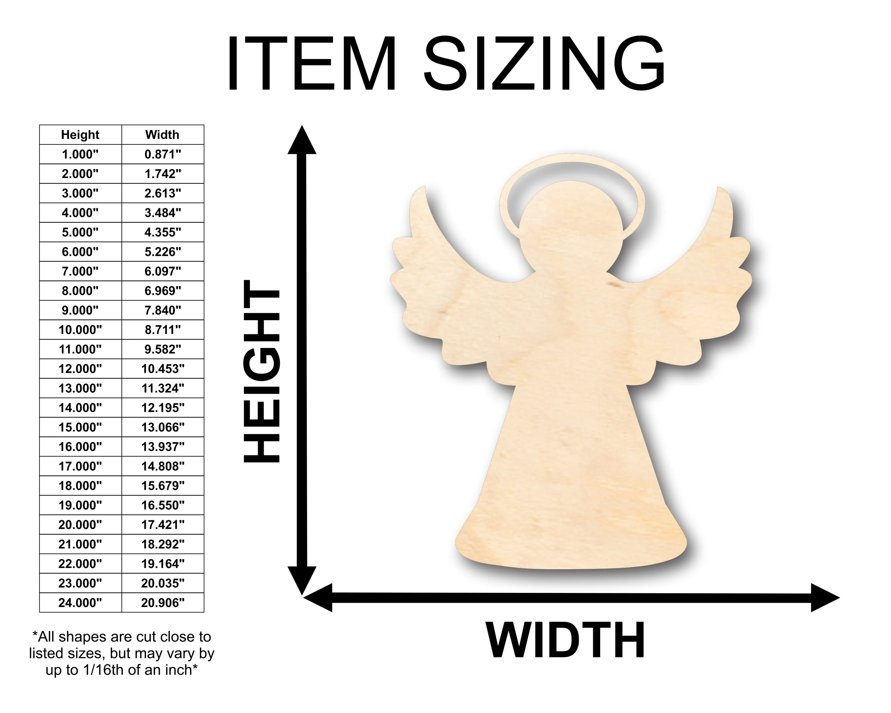 Unfinished Wood Angel Halo Shape - Christmas - Craft - up to 46" DIY - Image 2