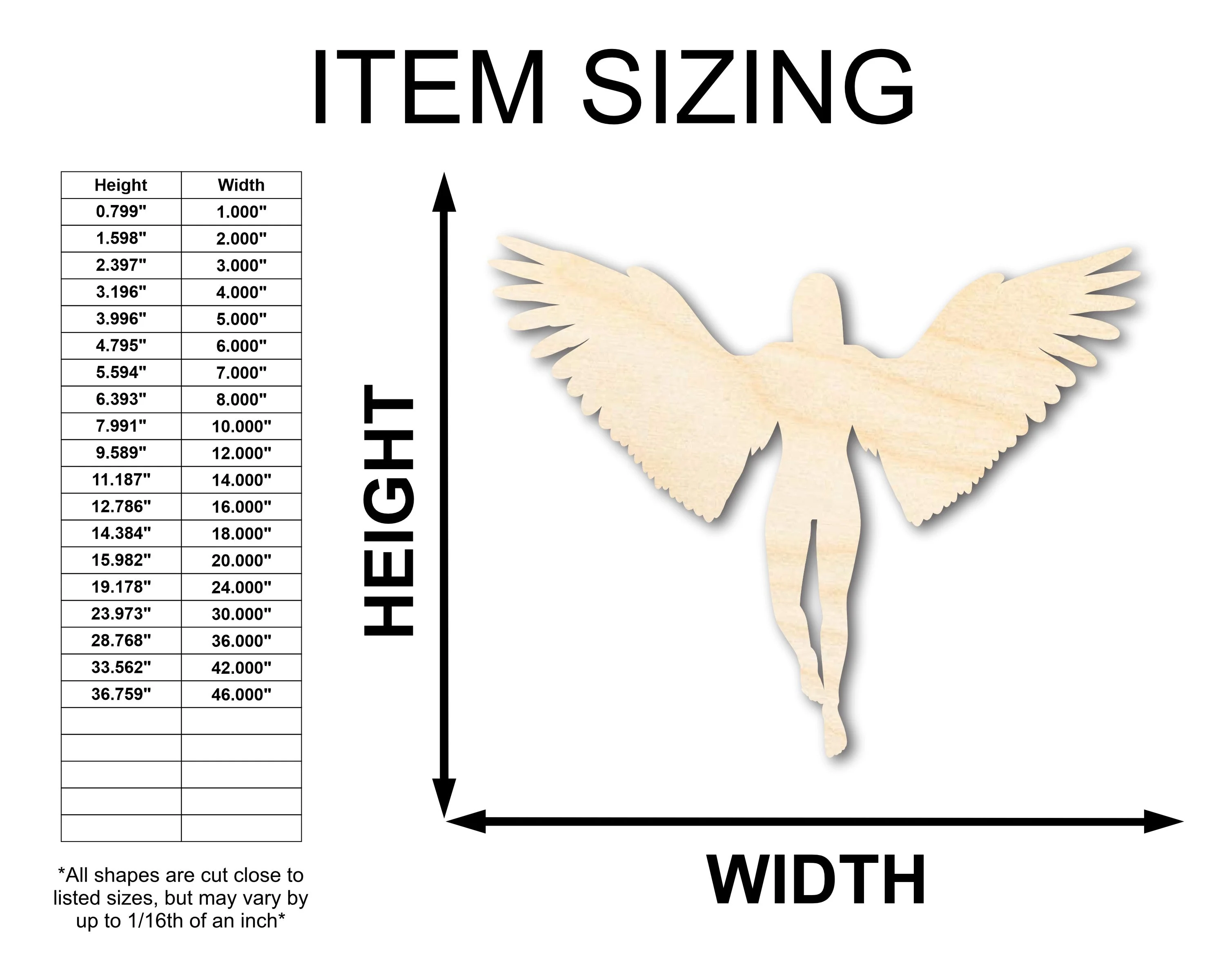 Unfinished Wood Angel Shape | Craft Cutout | up to 46" DIY - Image 2