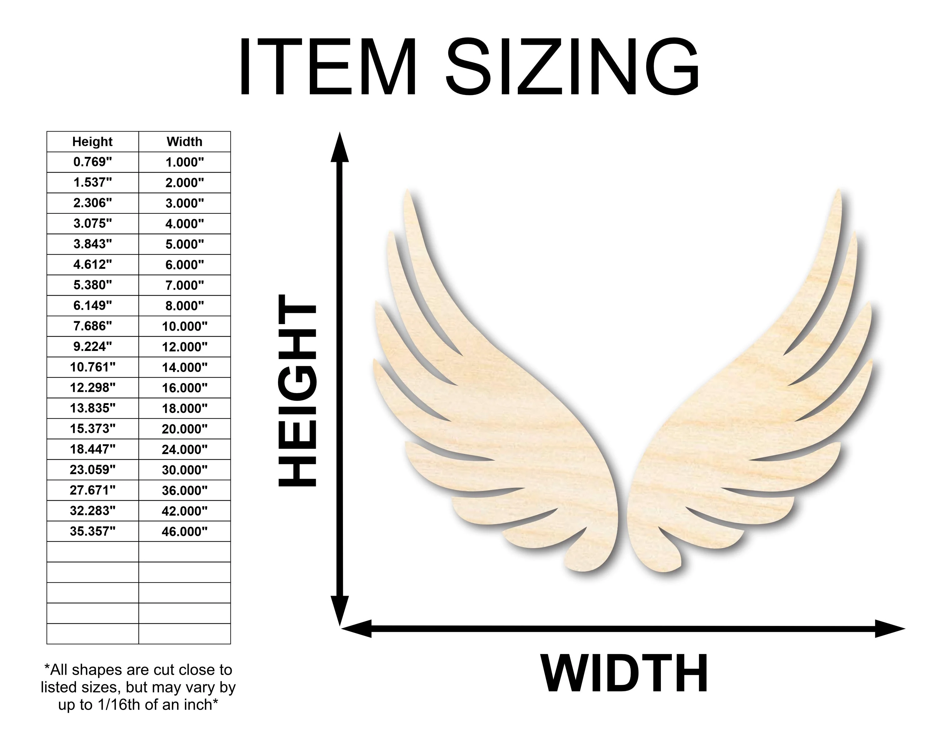 Unfinished Wood Angel Wings Shape - Craft - up to 46" - Image 2