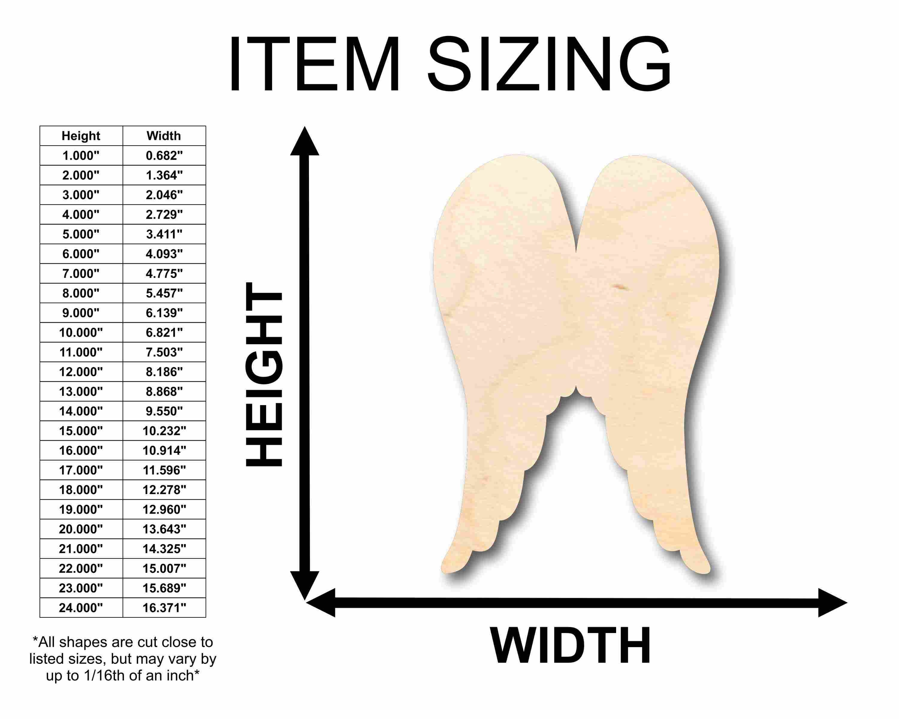 Unfinished Wood Angel Wings Silhouette - Craft- up to 46" DIY - Image 2