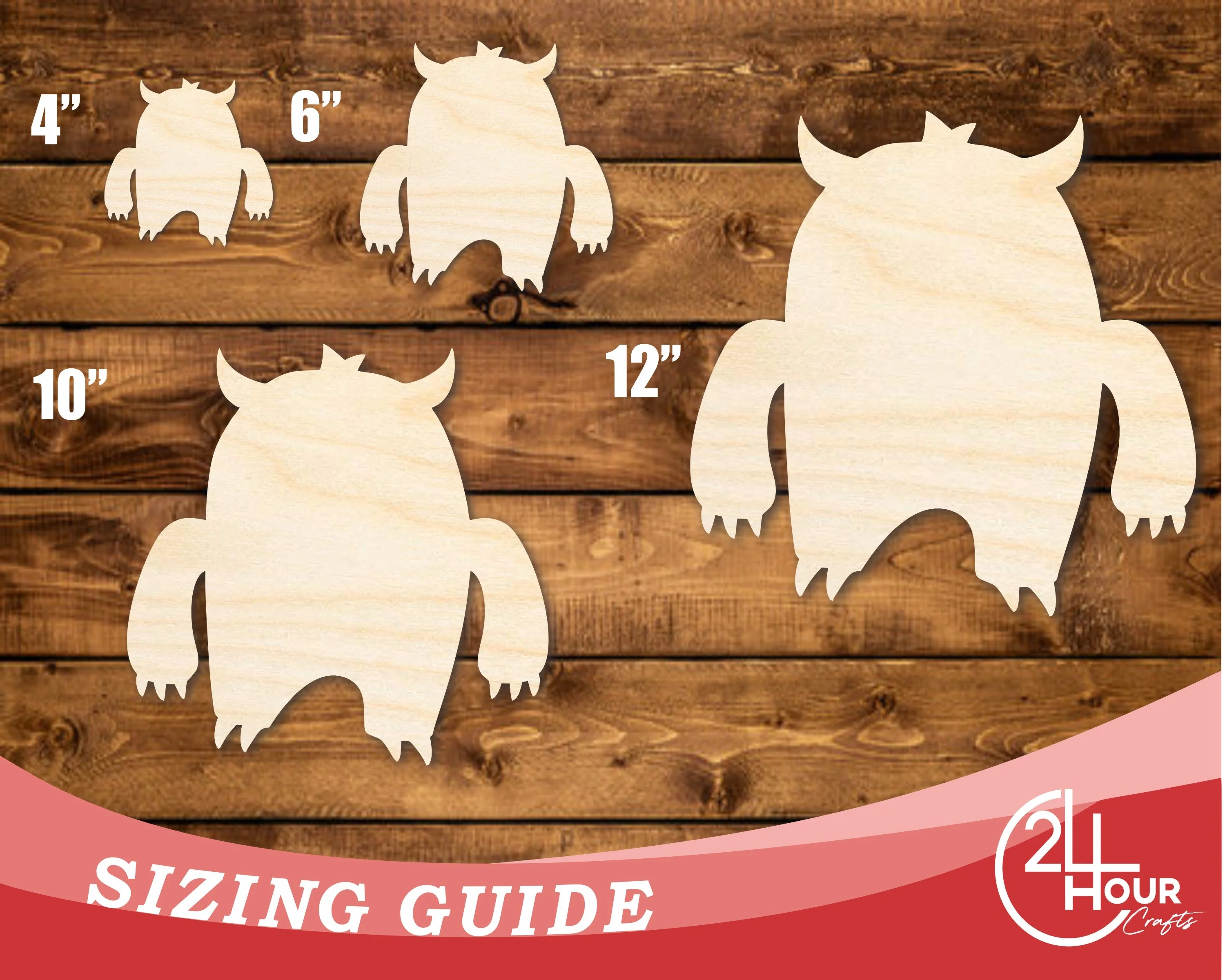 Unfinished Wood Angry Monster Shape | DIY Craft Cutout | up to 46" DIY - Image 3