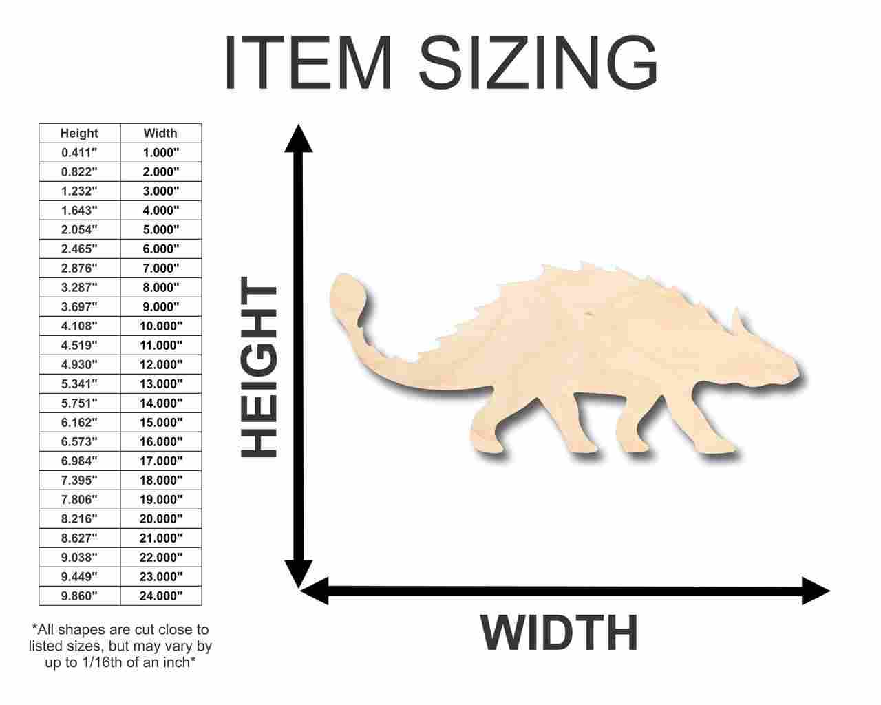 Unfinished Wood Ankylosaurus Shape - Dinosaur - Craft - up to 46" DIY - Image 2