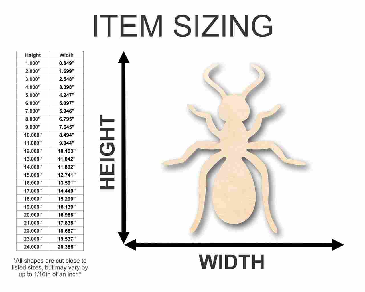 Unfinished Wood Ant Shape - Insect - Animal - Wildlife - Craft - up to 46" DIY - Image 2