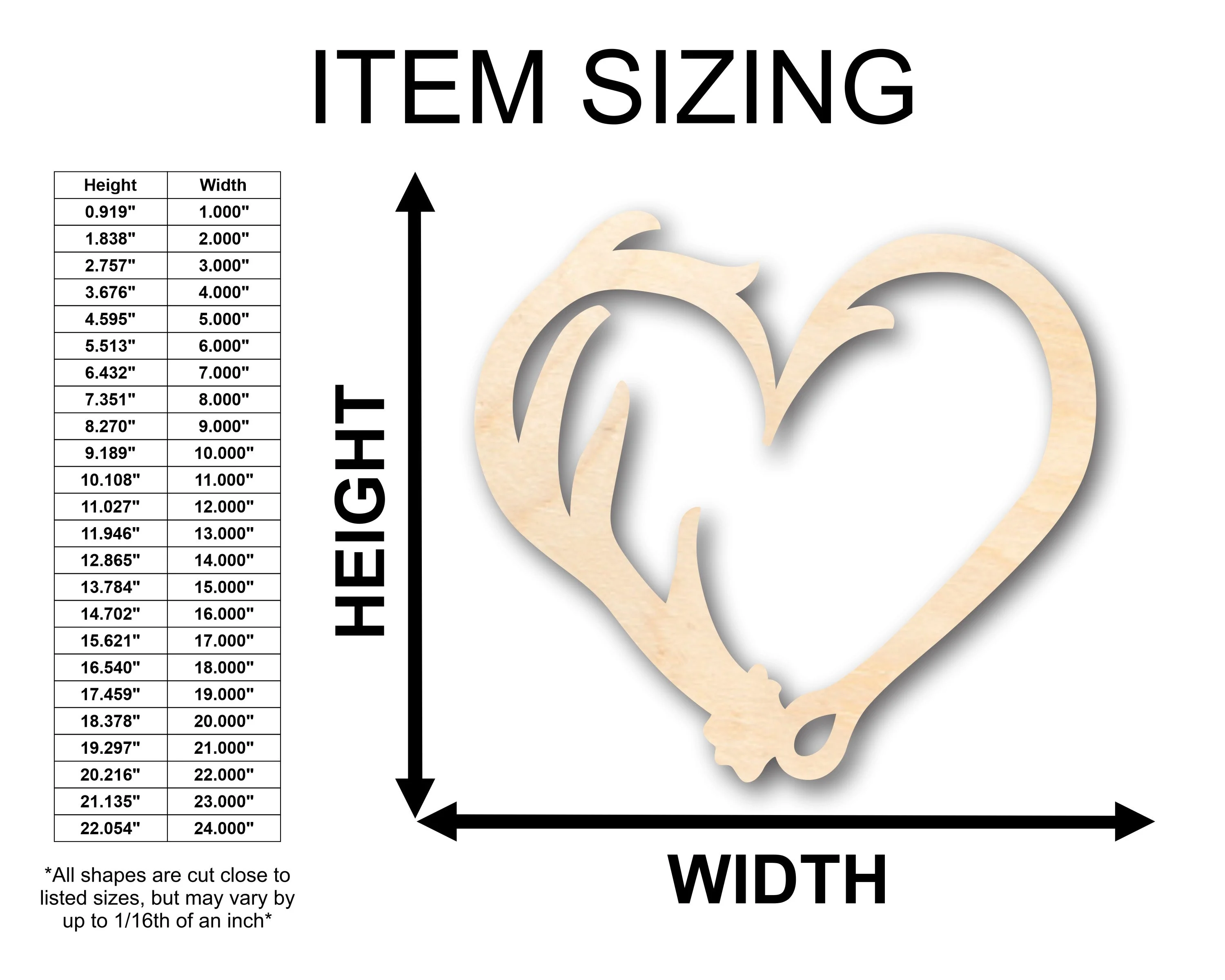 Unfinished Wood Antler Heart Shape - Craft - up to 46" DIY - Image 2