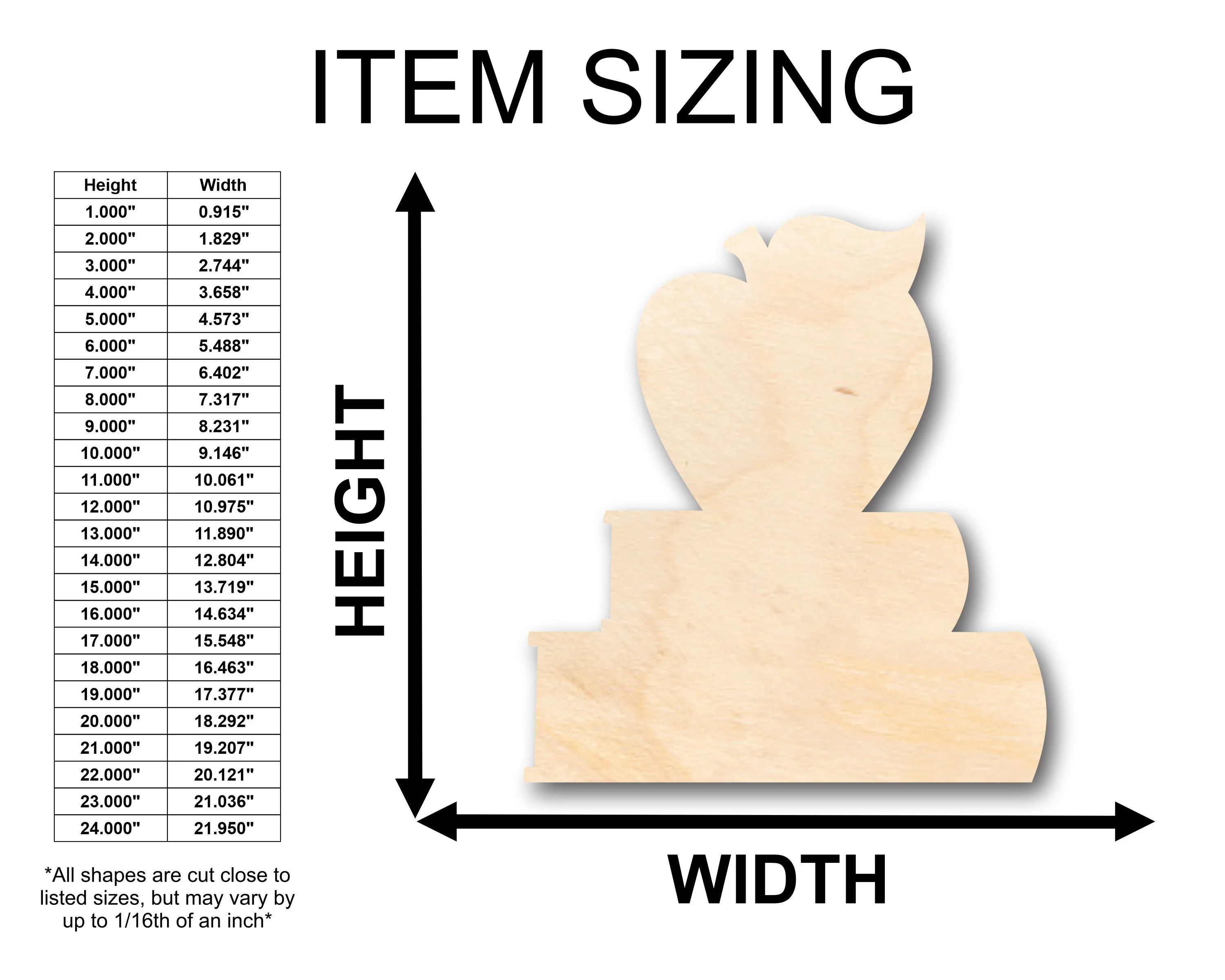Unfinished Wood Apple and Books Shape - Craft - up to 46" DIY - Image 2