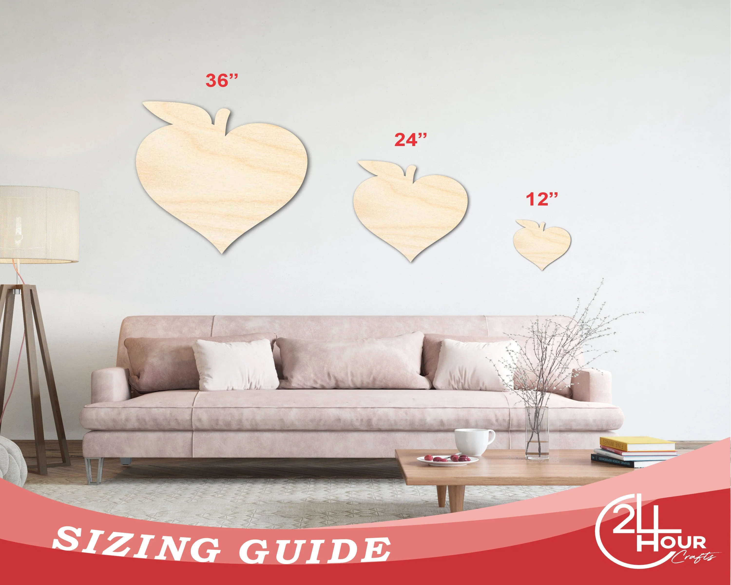 Unfinished Wood Apple Heart Shape | Teacher Appreciation | Kids Crafts | Apple Lovers | Craft Cutout | up to 46" DIY - Image 3