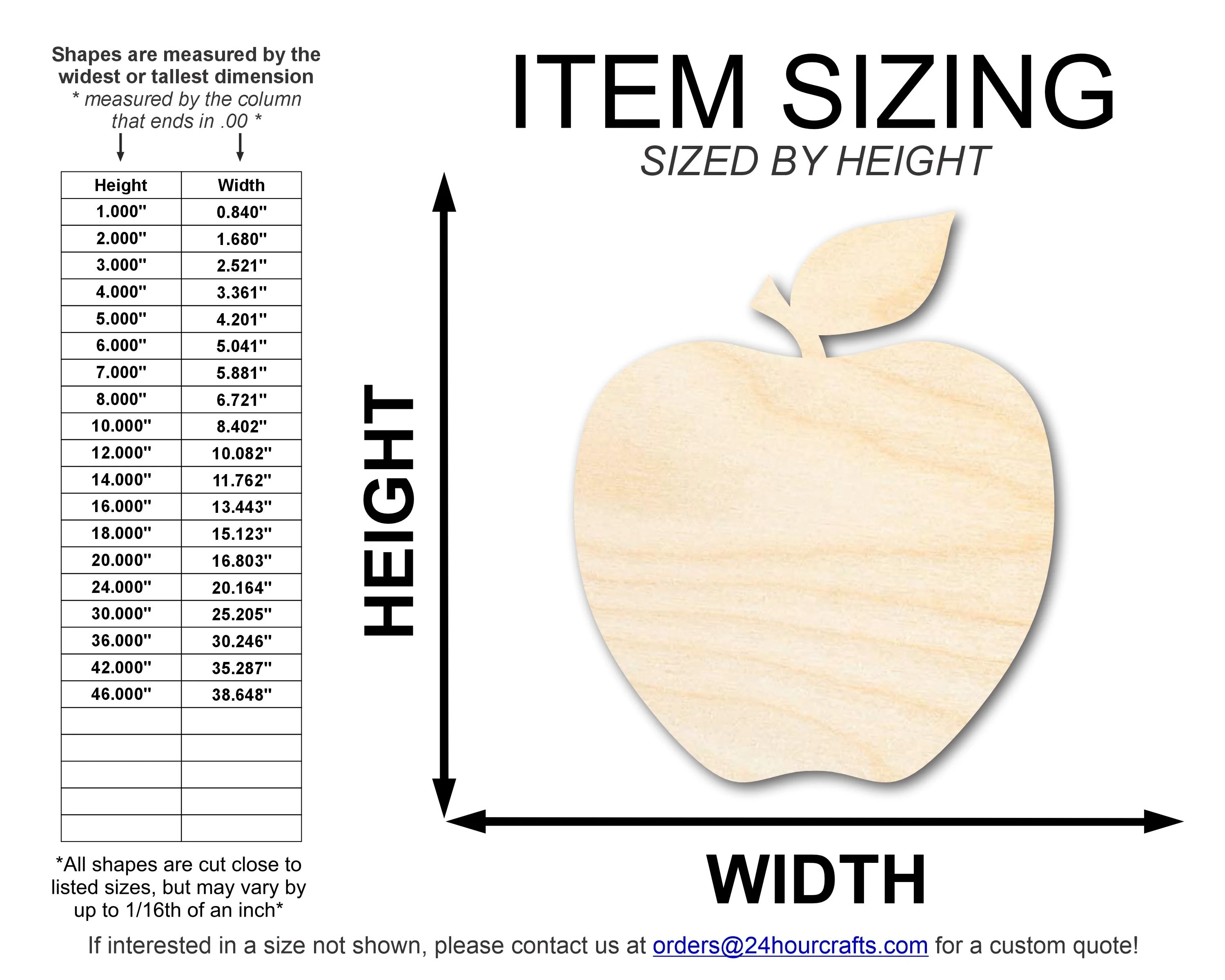 Unfinished Wood Apple Shape | DIY School Teacher Craft | Up to 36" - Image 2
