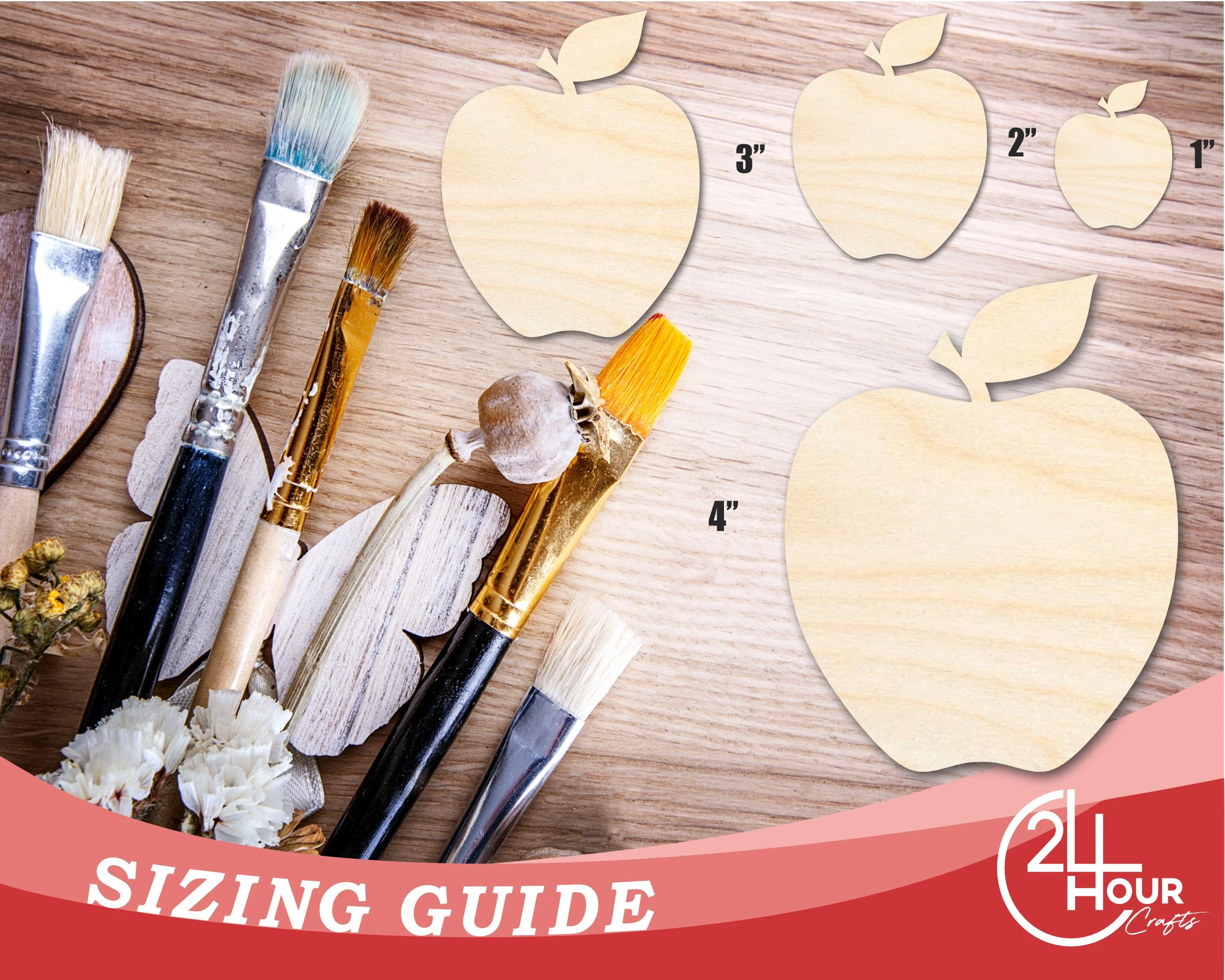 Unfinished Wood Apple Shape | DIY School Teacher Craft | Up to 36" - Image 3