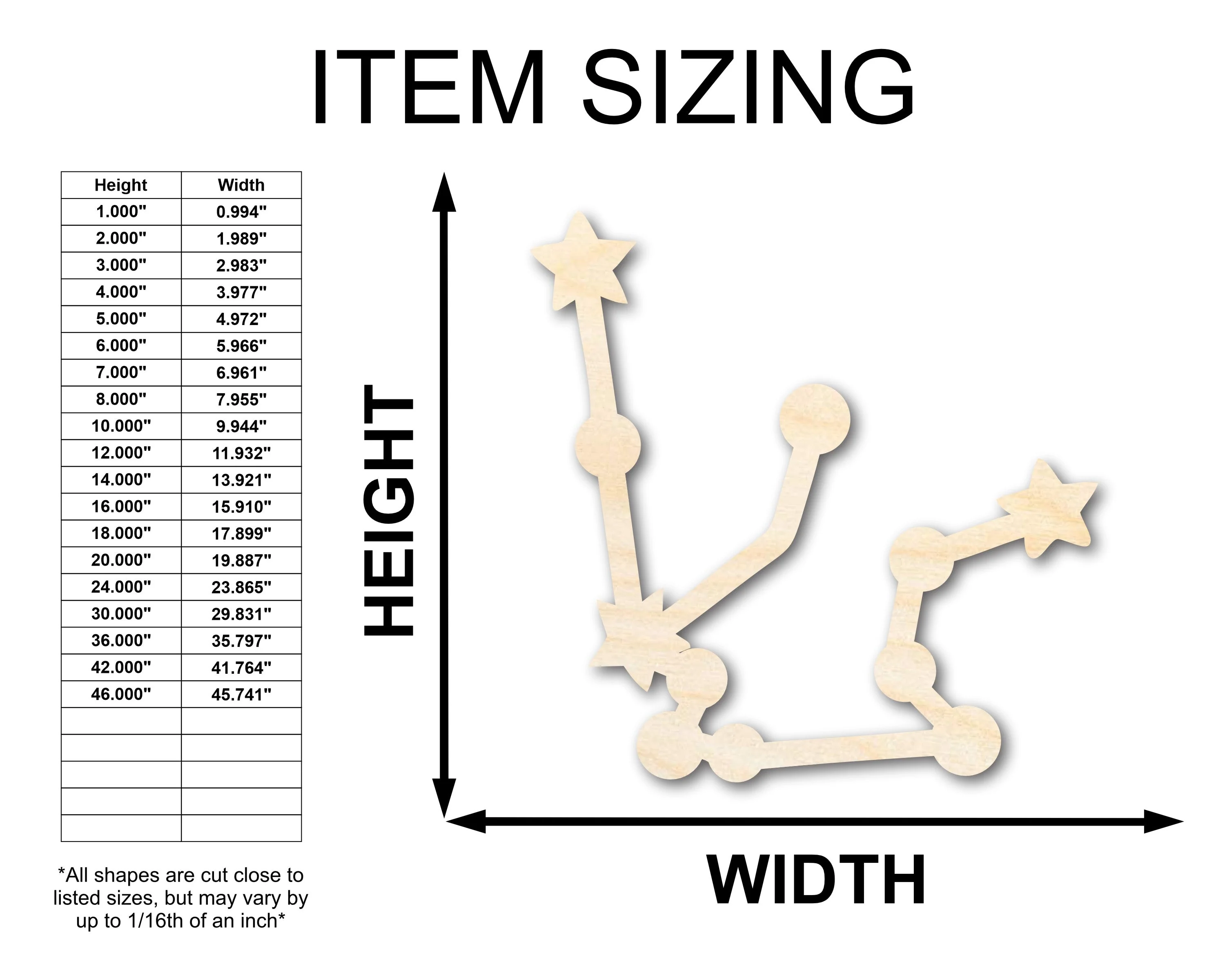 Unfinished Wood Aquarius Constellation Shape - Zodiac Craft - up to 46" - Image 2