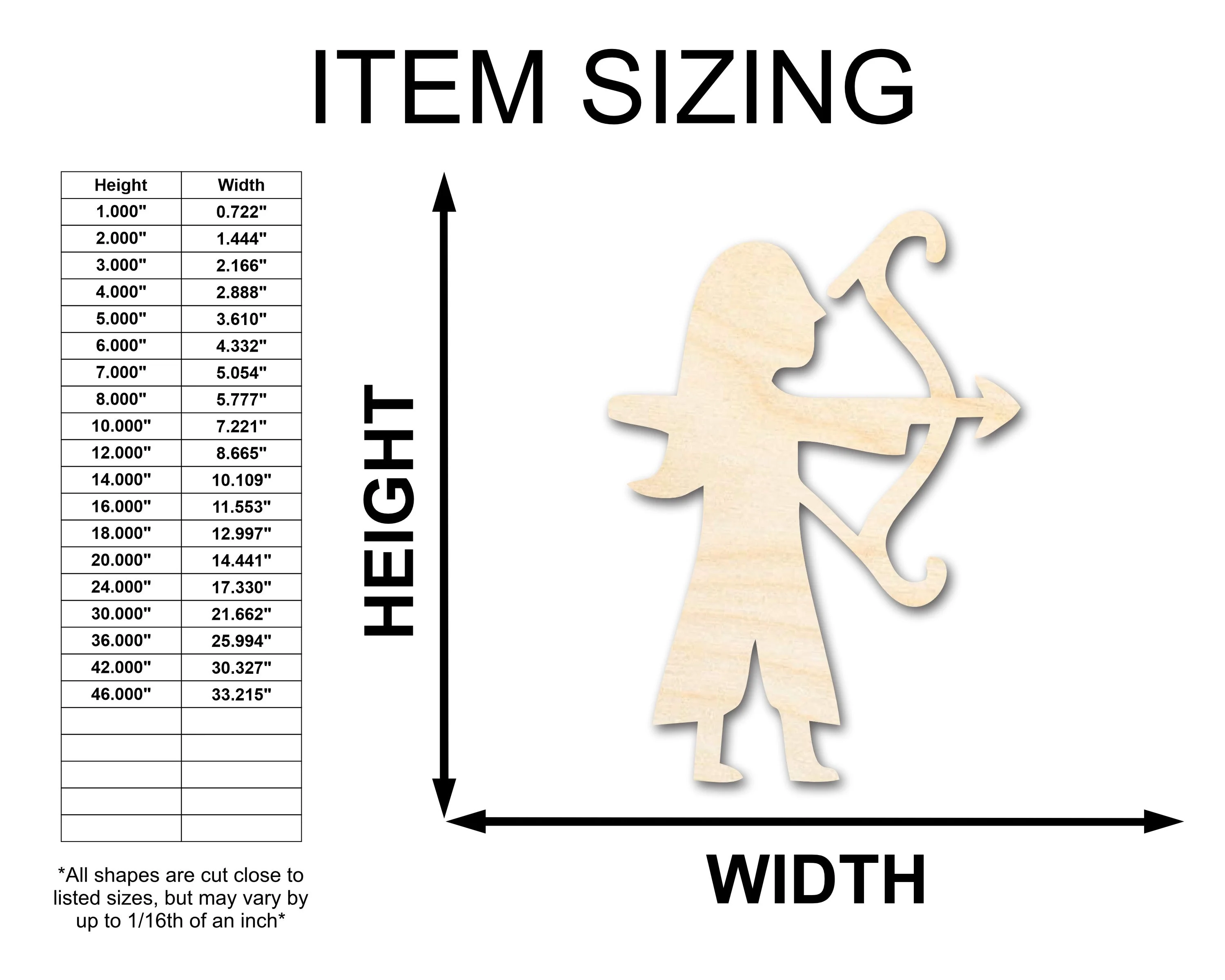 Unfinished Wood Archer Shape - Craft - up to 46" - Image 2