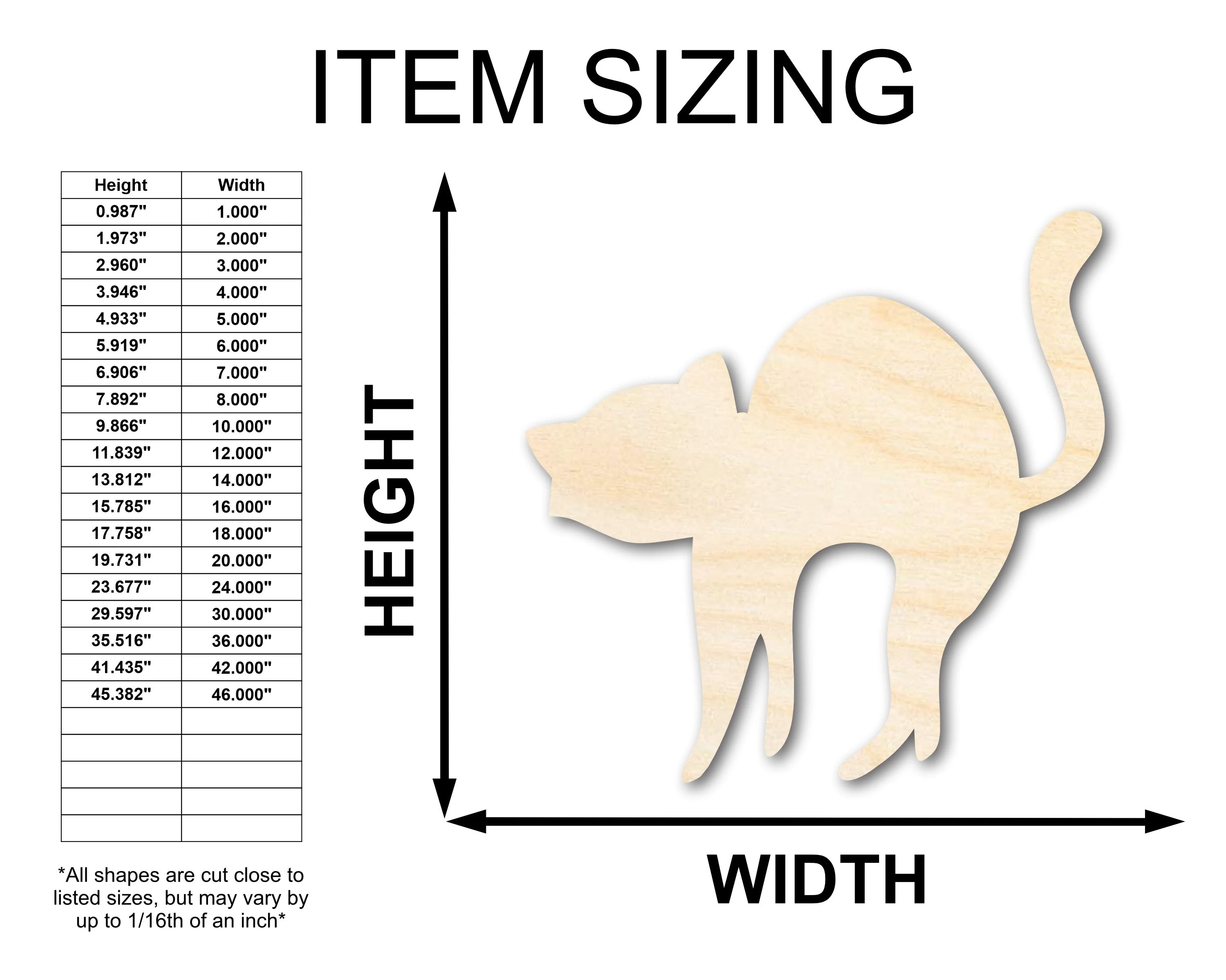 Unfinished Wood Arching Cat Shape - Craft - up to 46" - Image 2