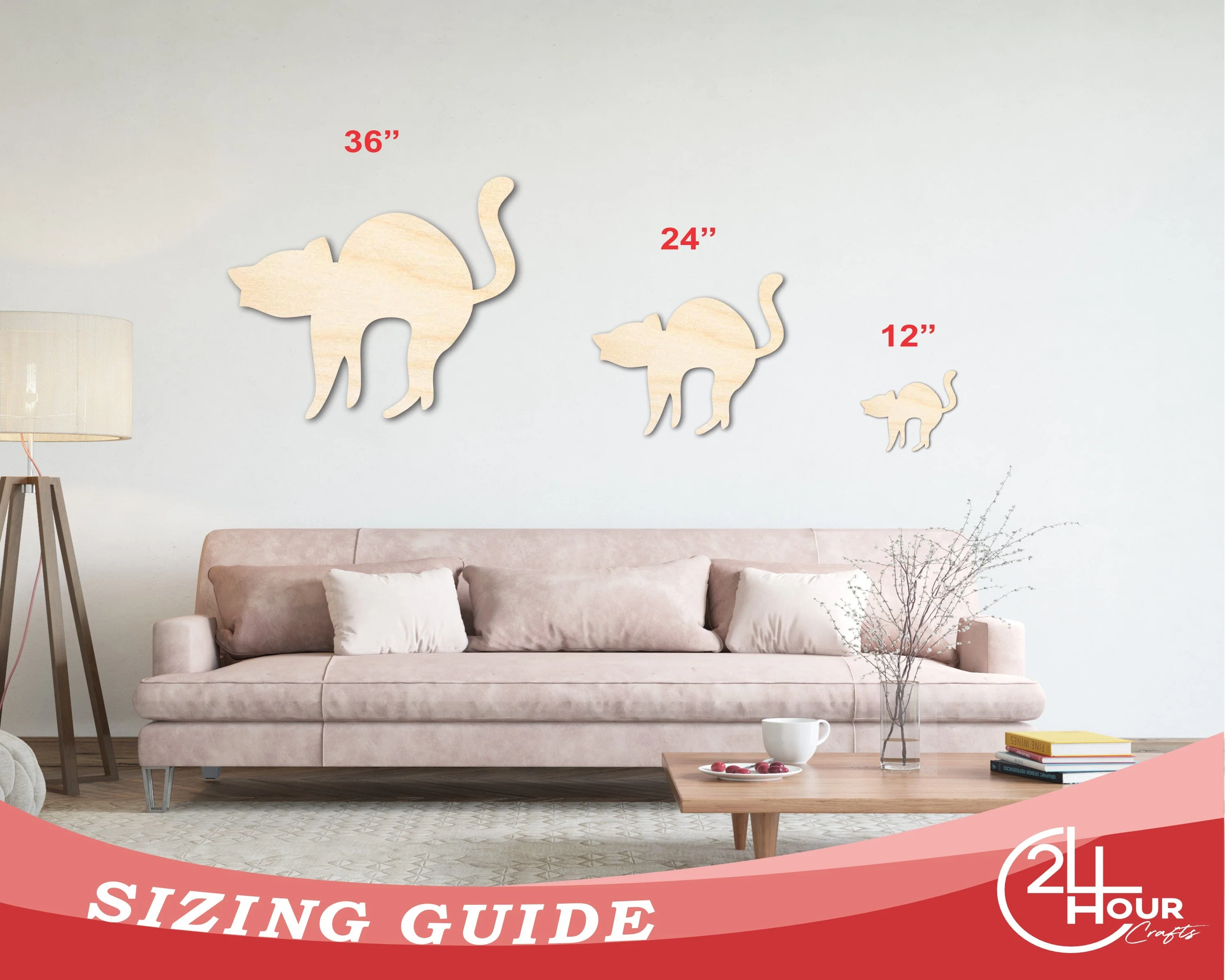 Unfinished Wood Arching Cat Shape - Craft - up to 46" - Image 3