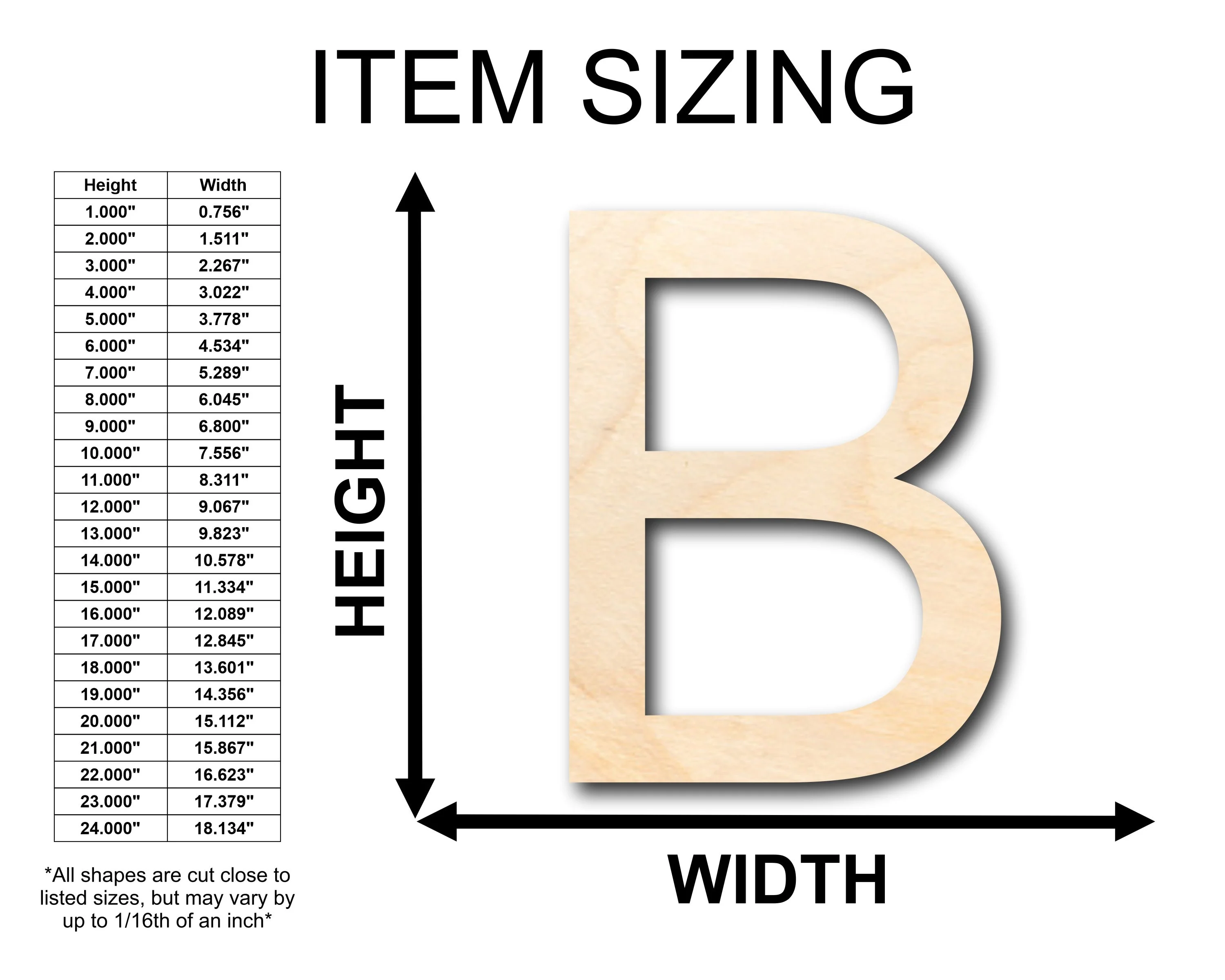 Unfinished Wood Arial Letter B Shape - Craft - up to 46" DIY - Image 2