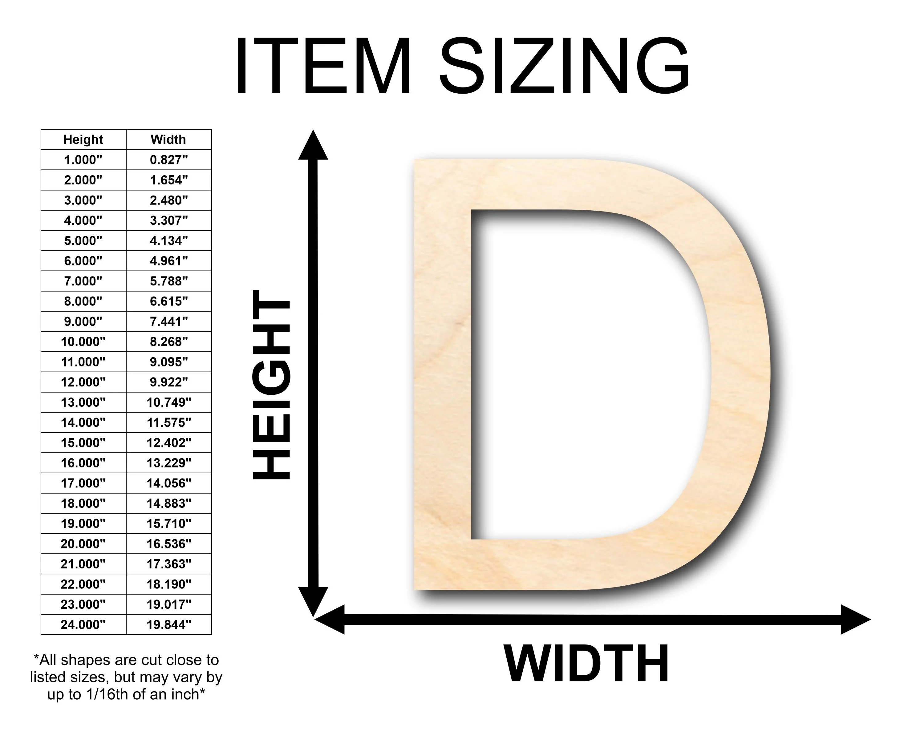 Unfinished Wood Arial Letter D Shape - Craft - up to 46" DIY - Image 2