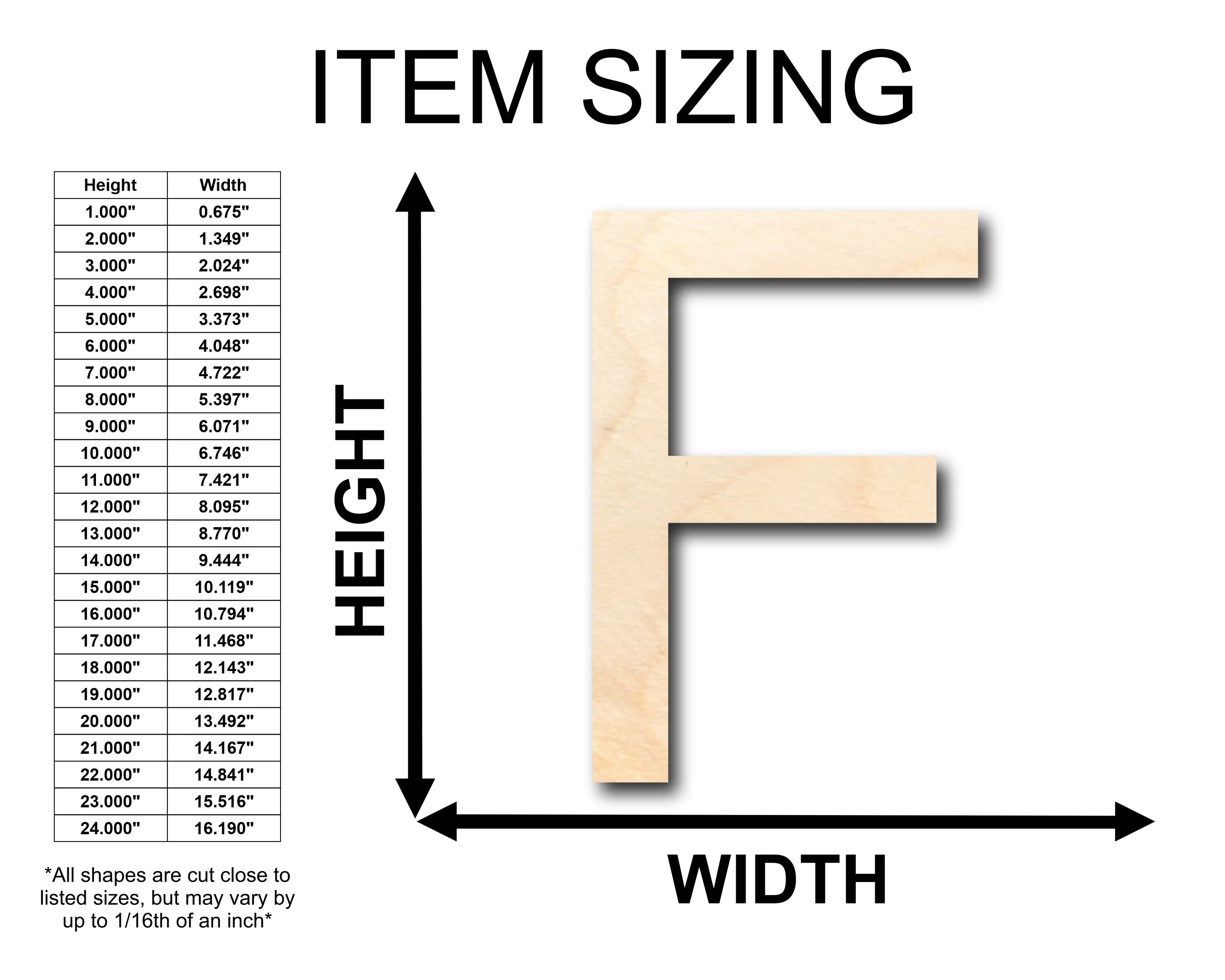 Unfinished Wood Arial Letter F Shape - Craft - up to 46" DIY - Image 2