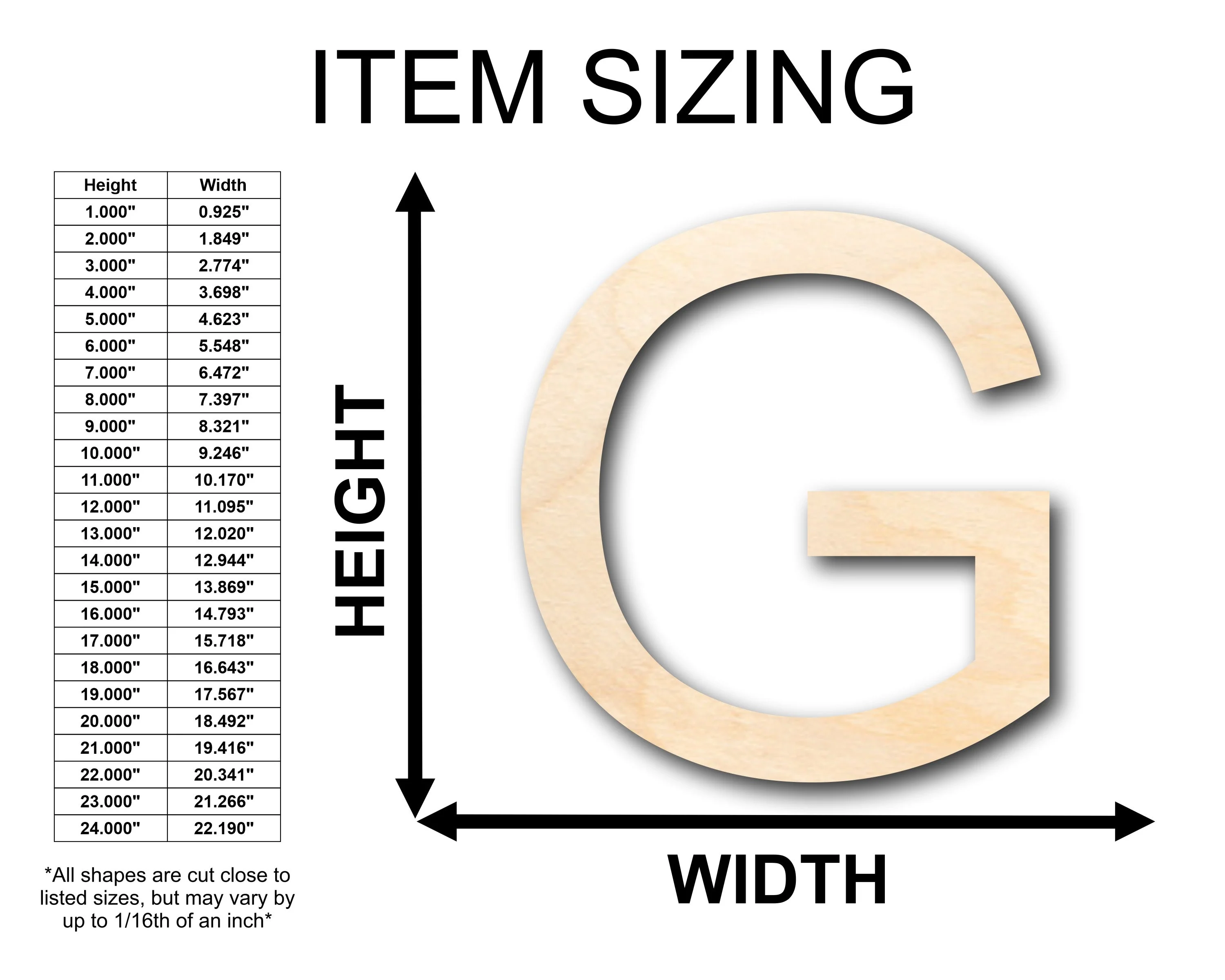 Unfinished Wood Arial Letter G Shape - Craft - up to 46" DIY - Image 2