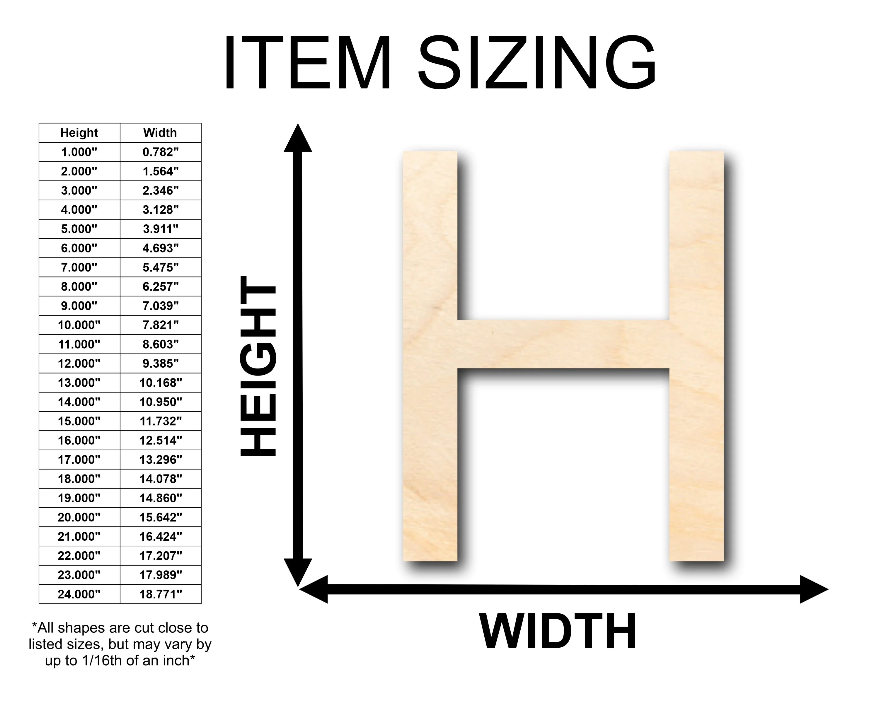 Unfinished Wood Arial Letter H Shape - Craft - up to 46" DIY - Image 2