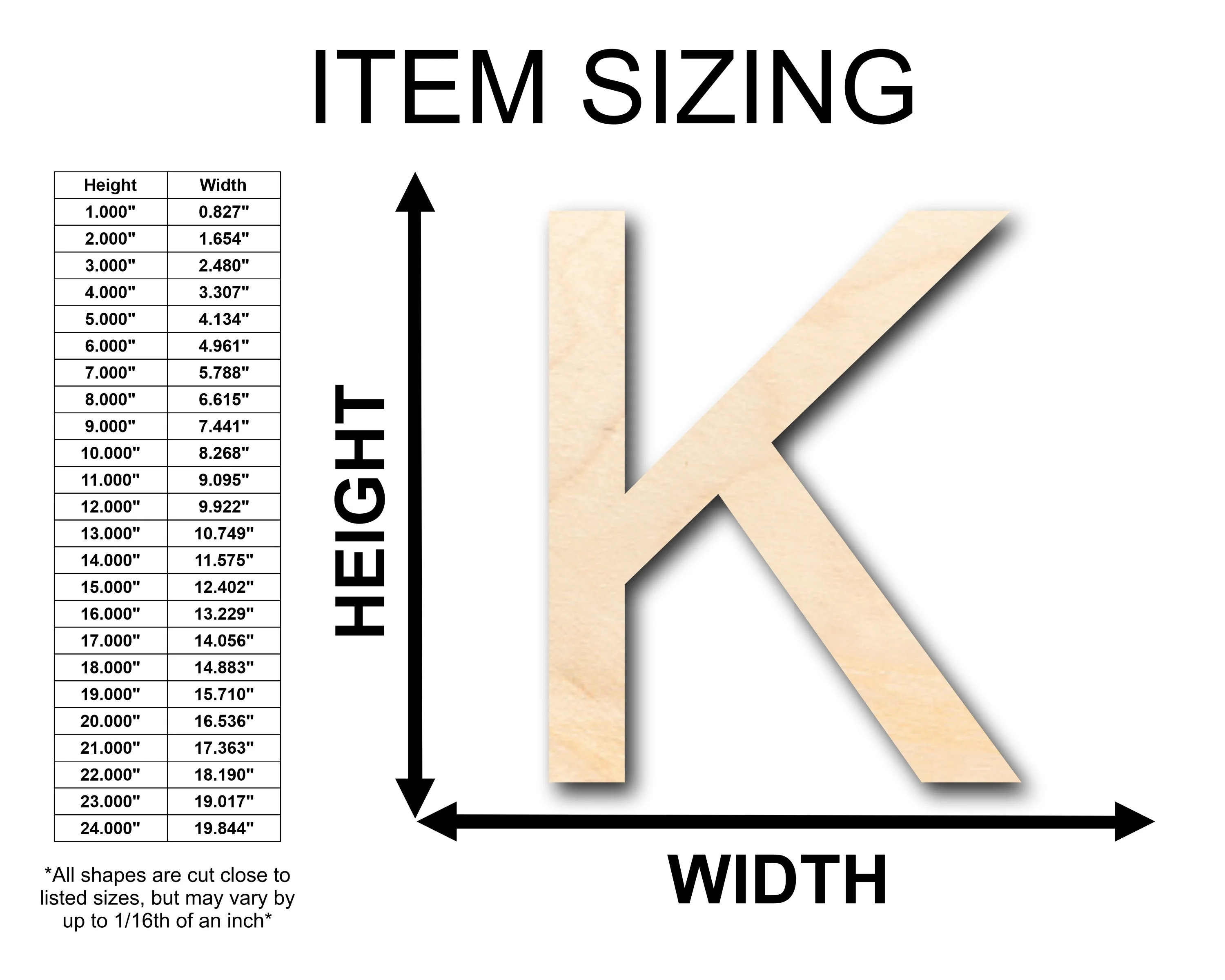Unfinished Wood Arial Letter K Shape - Craft - up to 46" DIY - Image 2