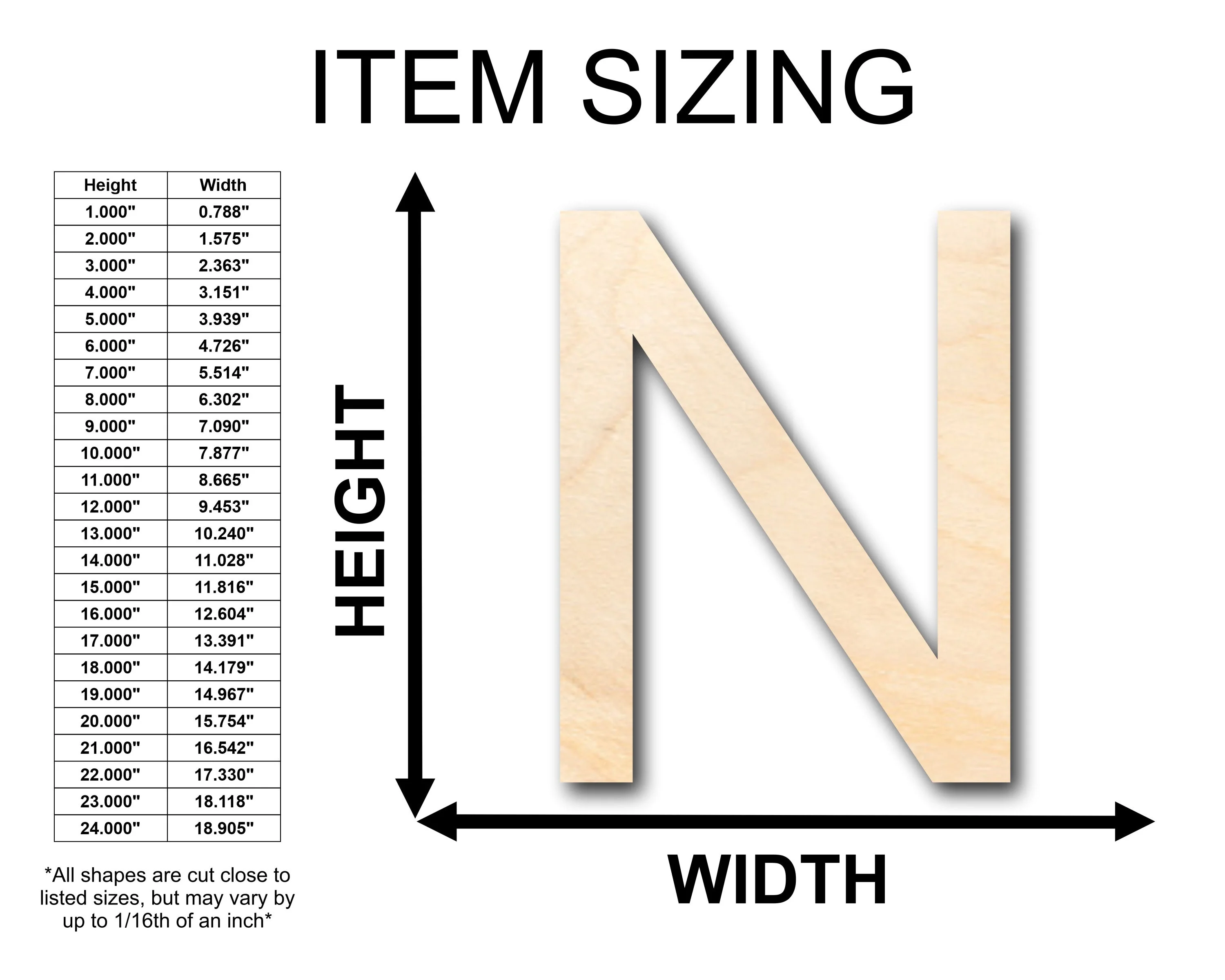 Unfinished Wood Arial Letter N Shape - Craft - up to 46" DIY - Image 2